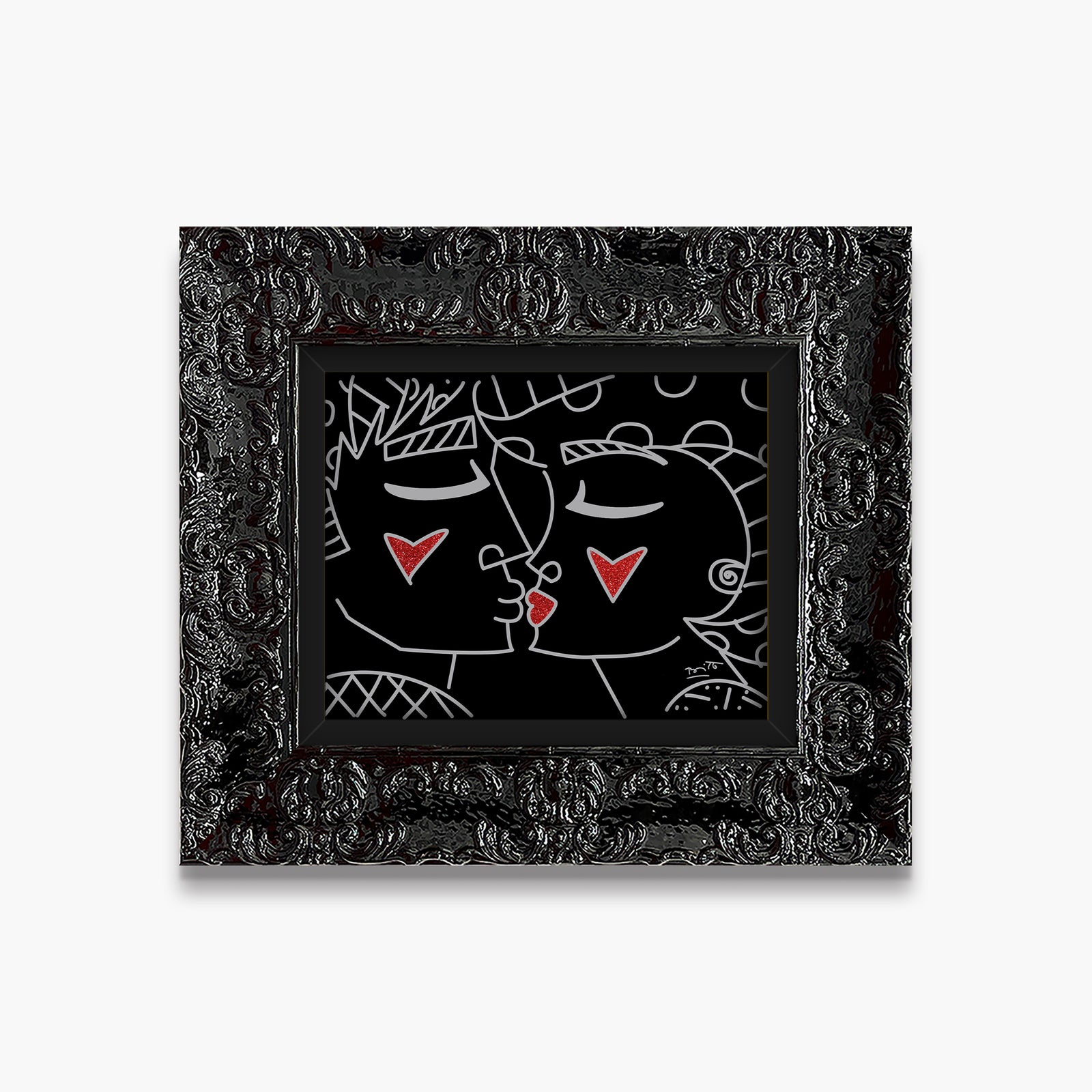 two red hearts red lips artistic colorful design collectible