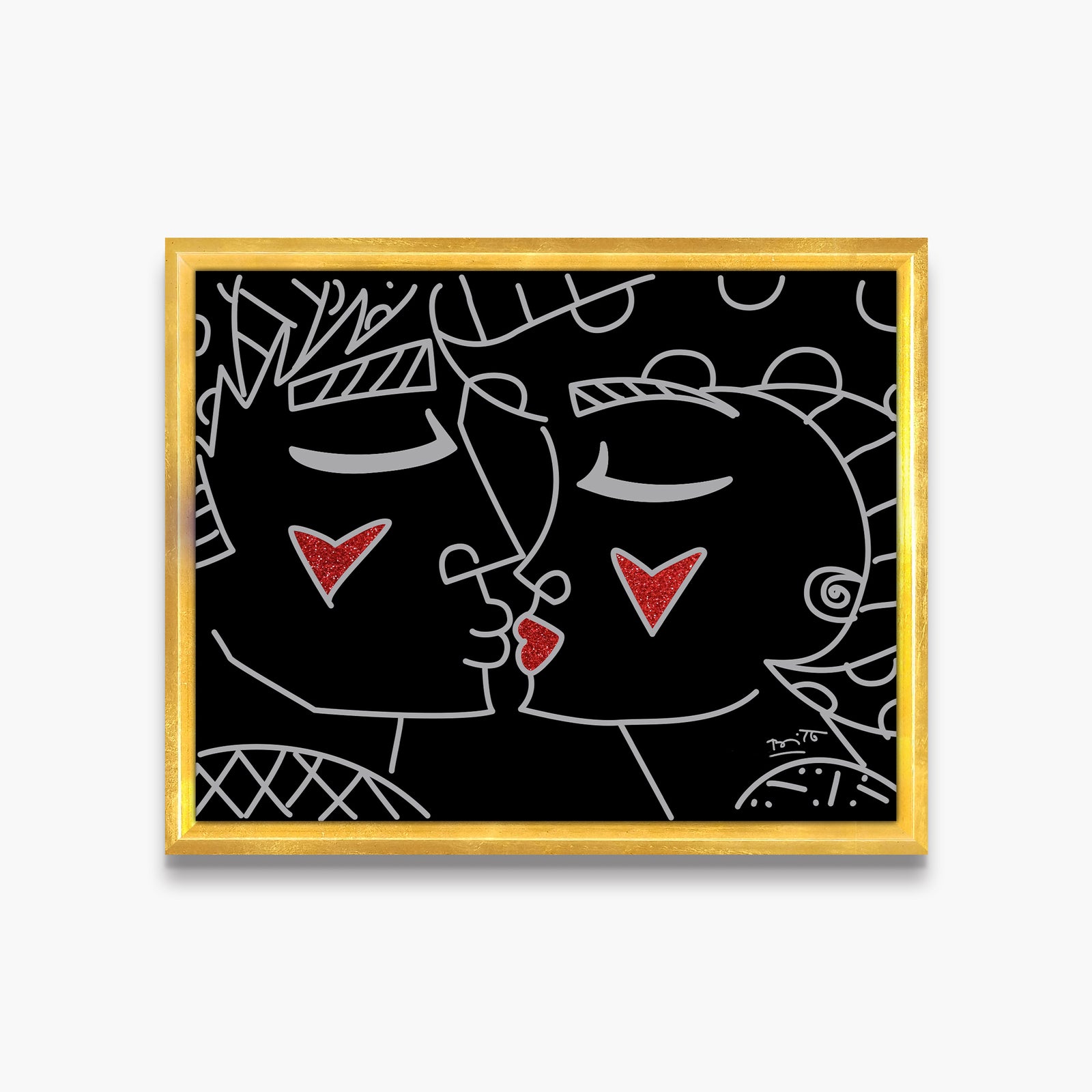 two red hearts red lips colorful decorative collectible gift idea