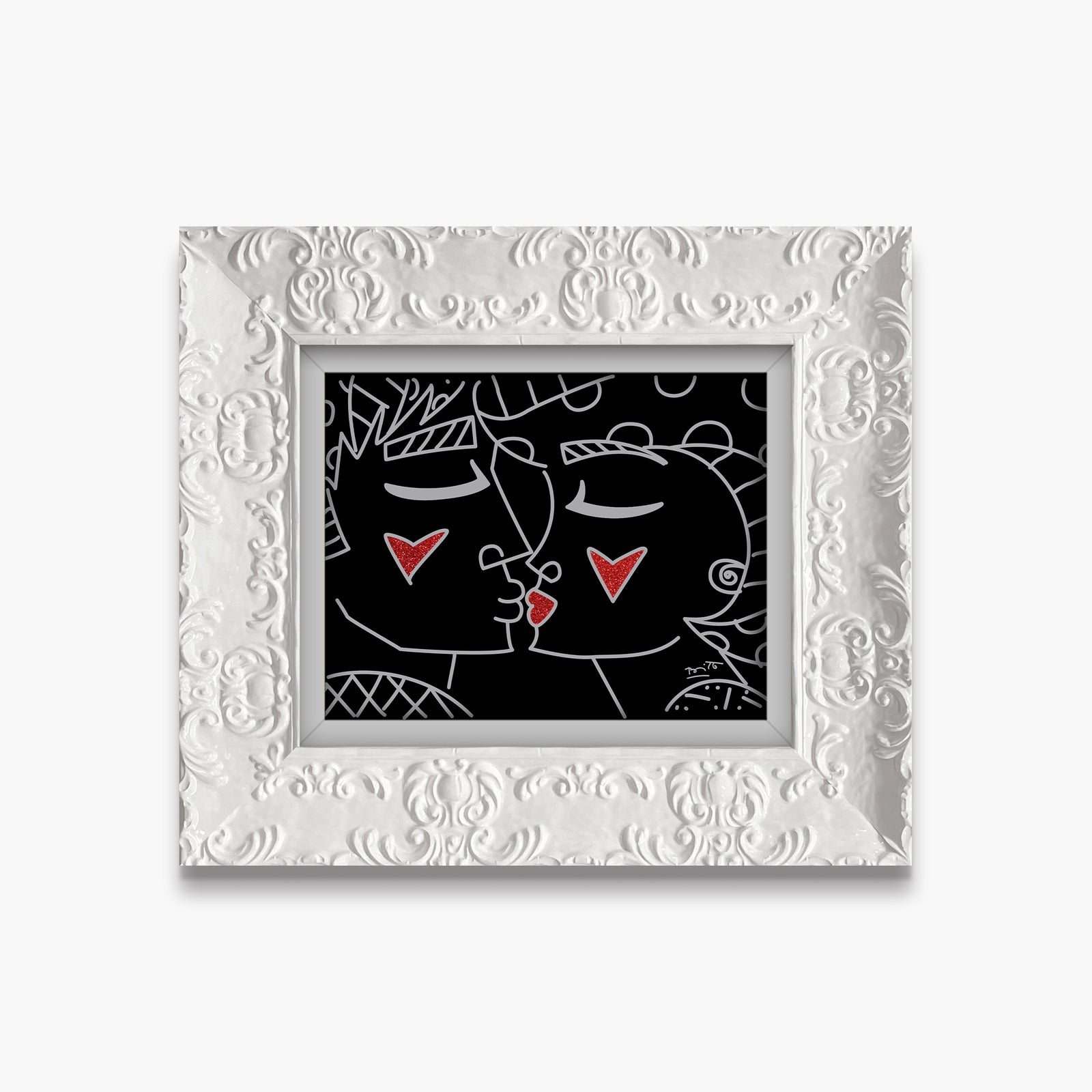 modern pop art two red hearts red lips vibrant home decor