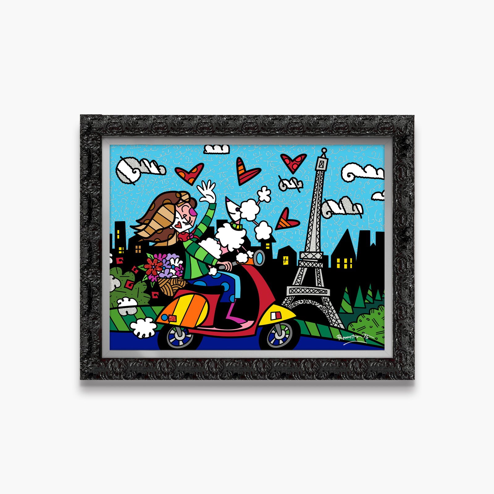 Romero Britto love paris limited edition print colorful pop art design