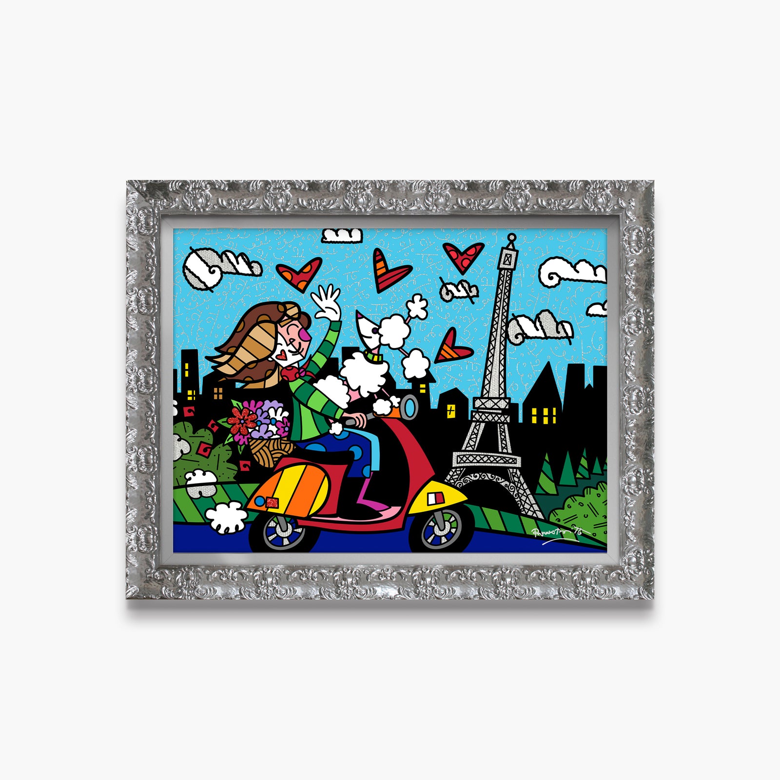 Romero Britto love paris limited edition print contemporary pop art piece