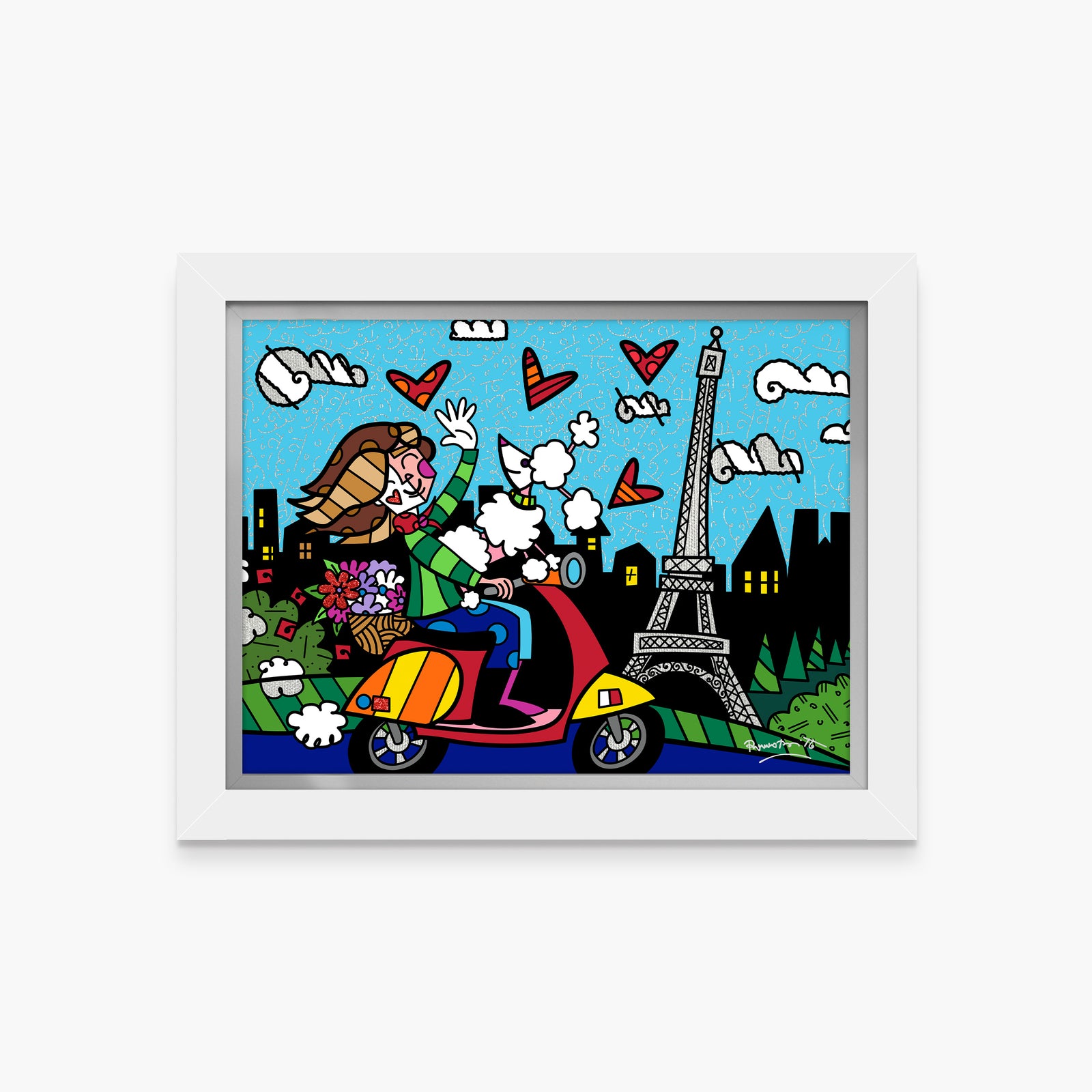Romero Britto love paris limited edition print contemporary pop art piece