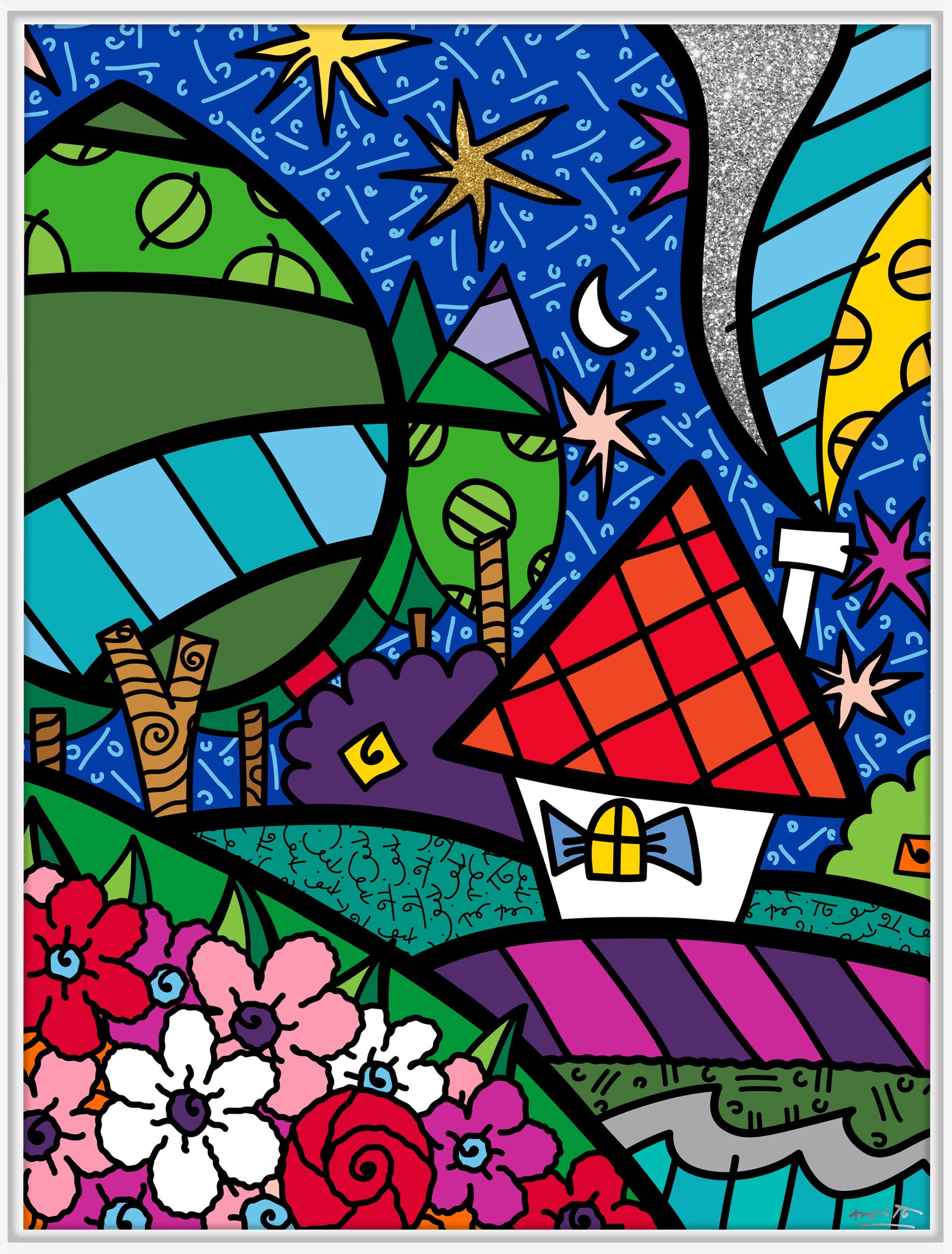 Romero Britto country side limited edition print colorful pop art design