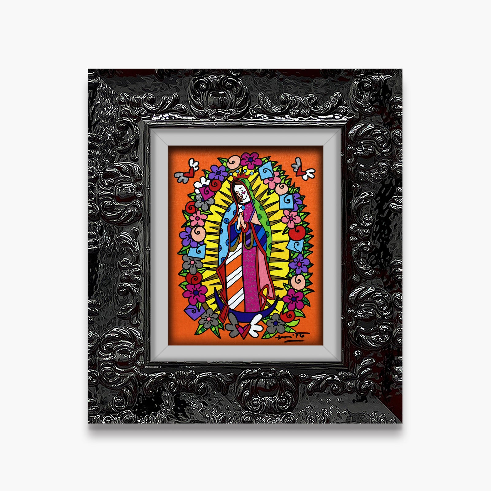 Romero Britto our lady limited edition print colorful pop art design