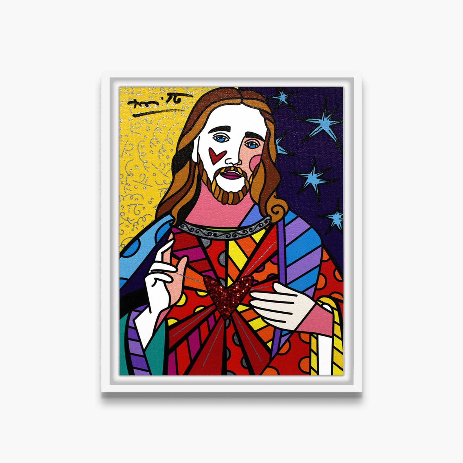 Romero Britto god limited edition digital print colorful pop art design