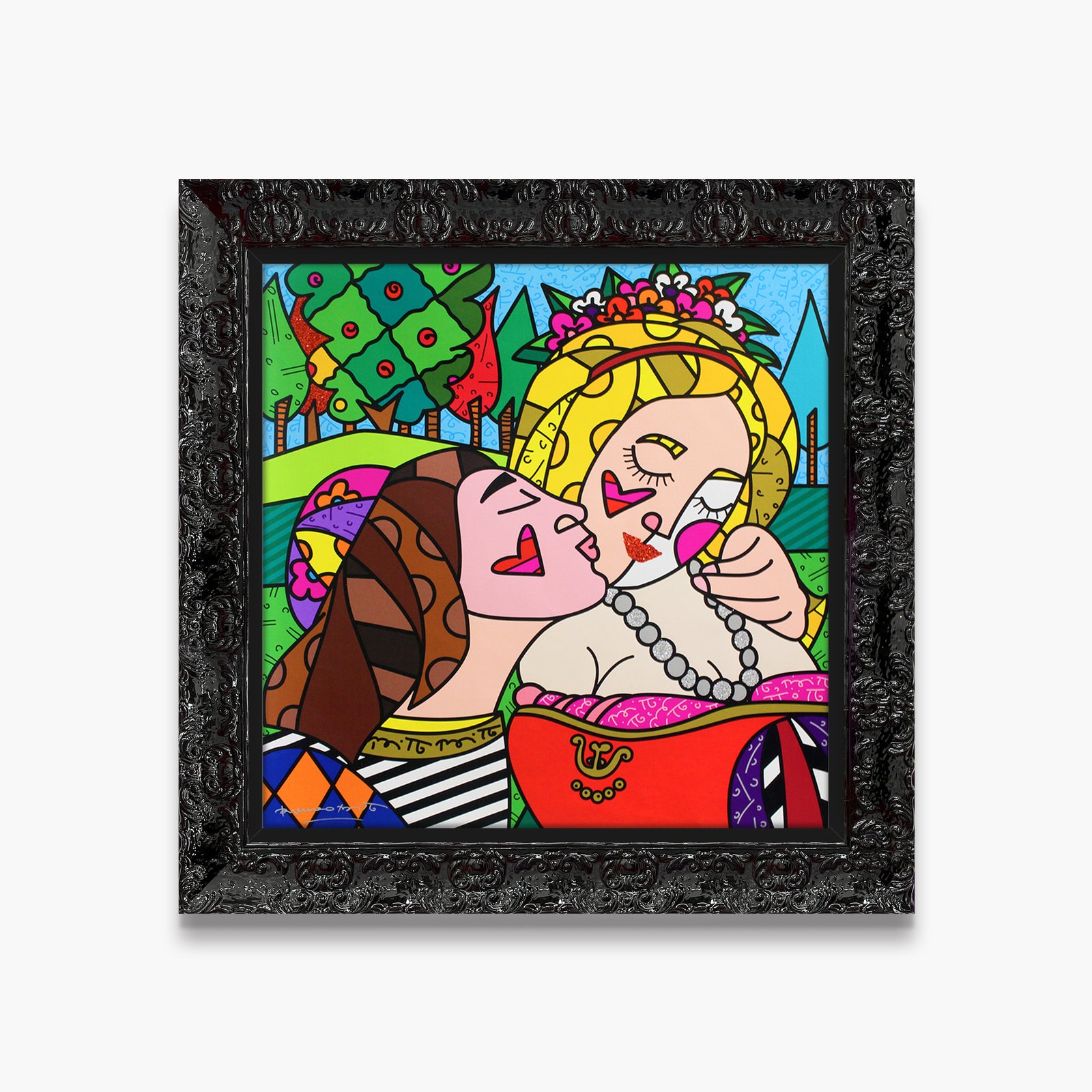 Romero Britto the kiss limited edition print contemporary pop art piece