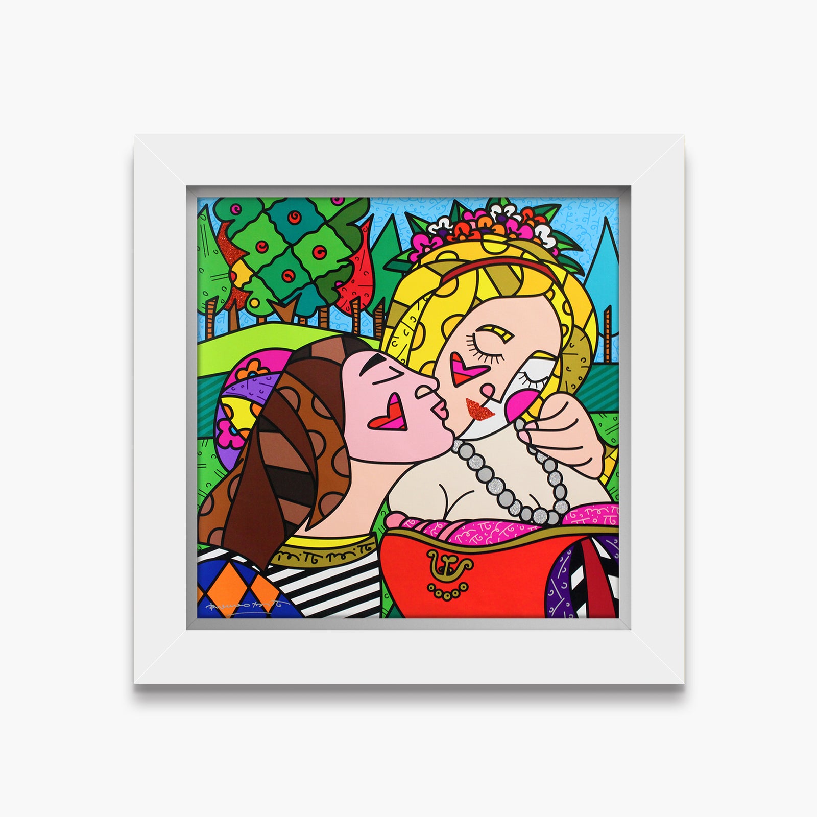 Romero Britto the kiss limited edition print contemporary pop art piece