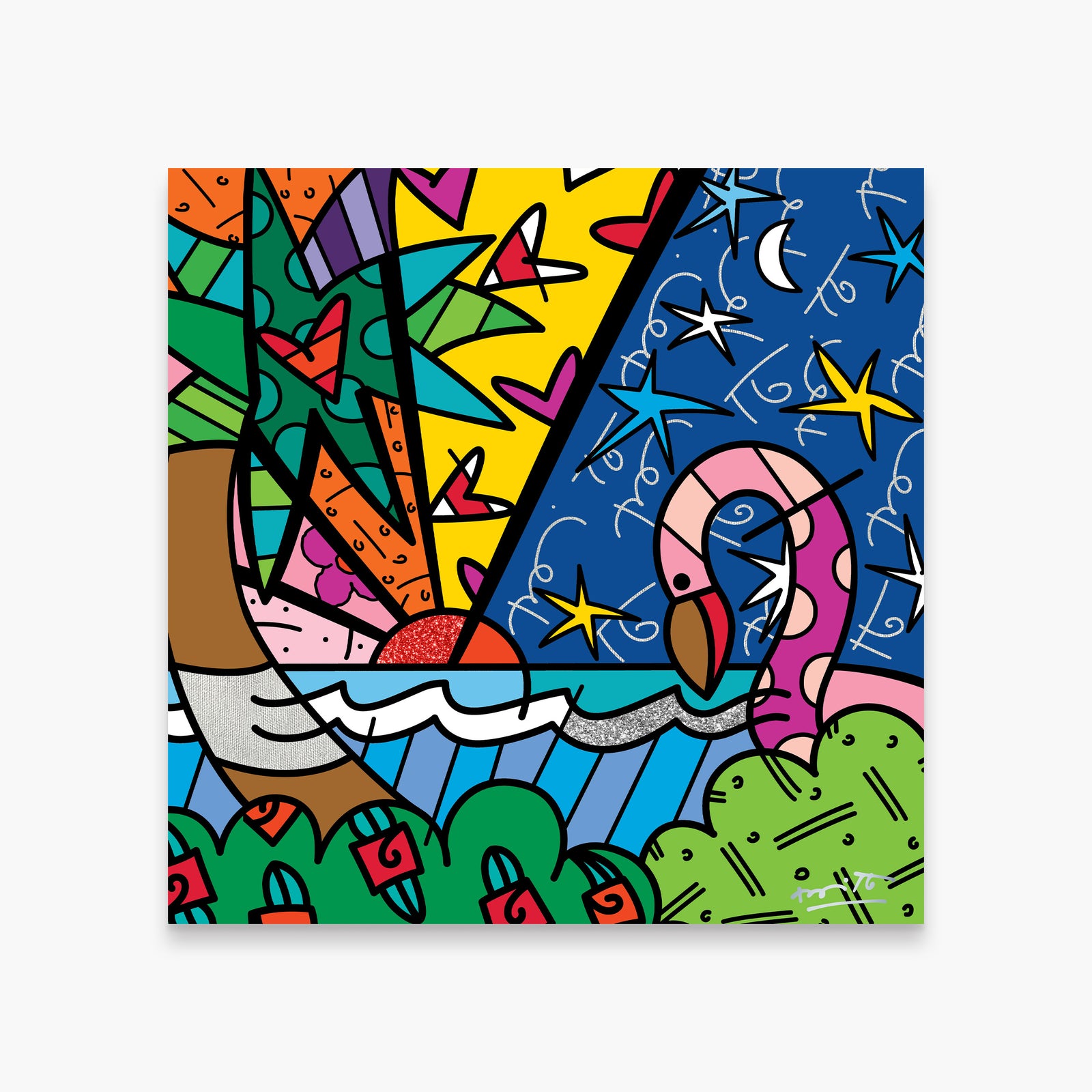 Romero Britto paradise limited edition print colorful pop art design