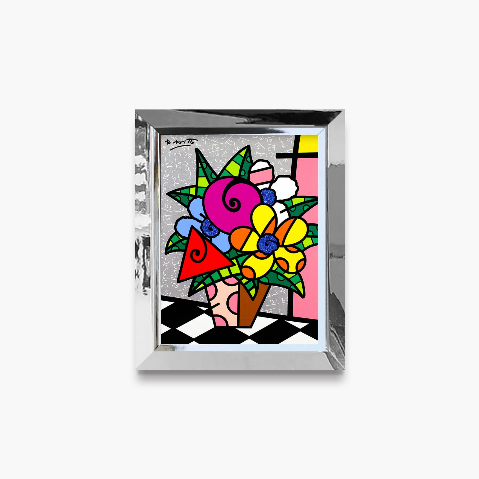Romero Britto flowers for you limited edition colorful pop art design