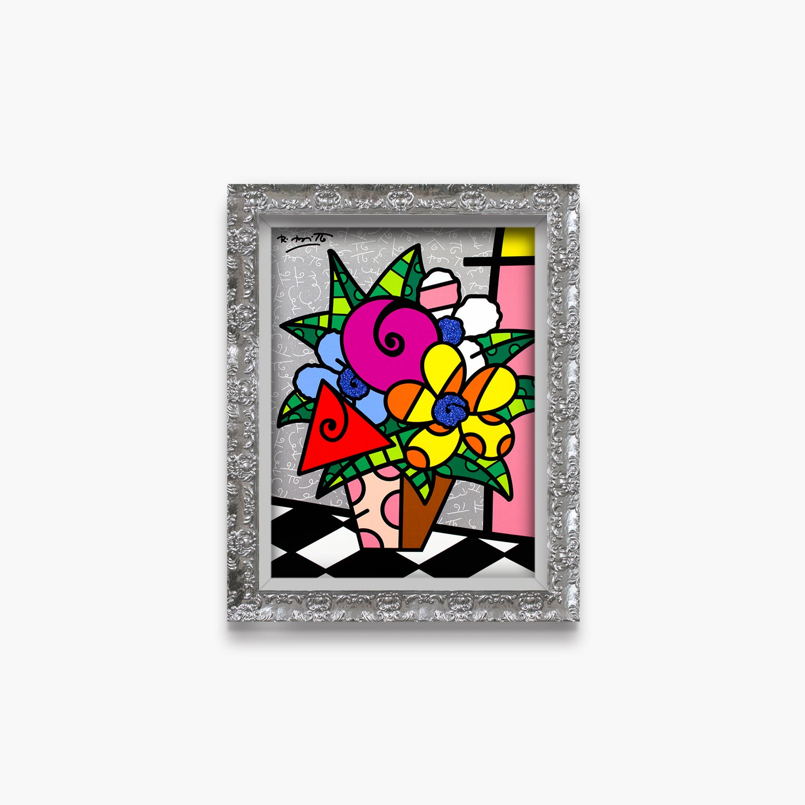 Romero Britto flowers for you limited edition contemporary pop art piece