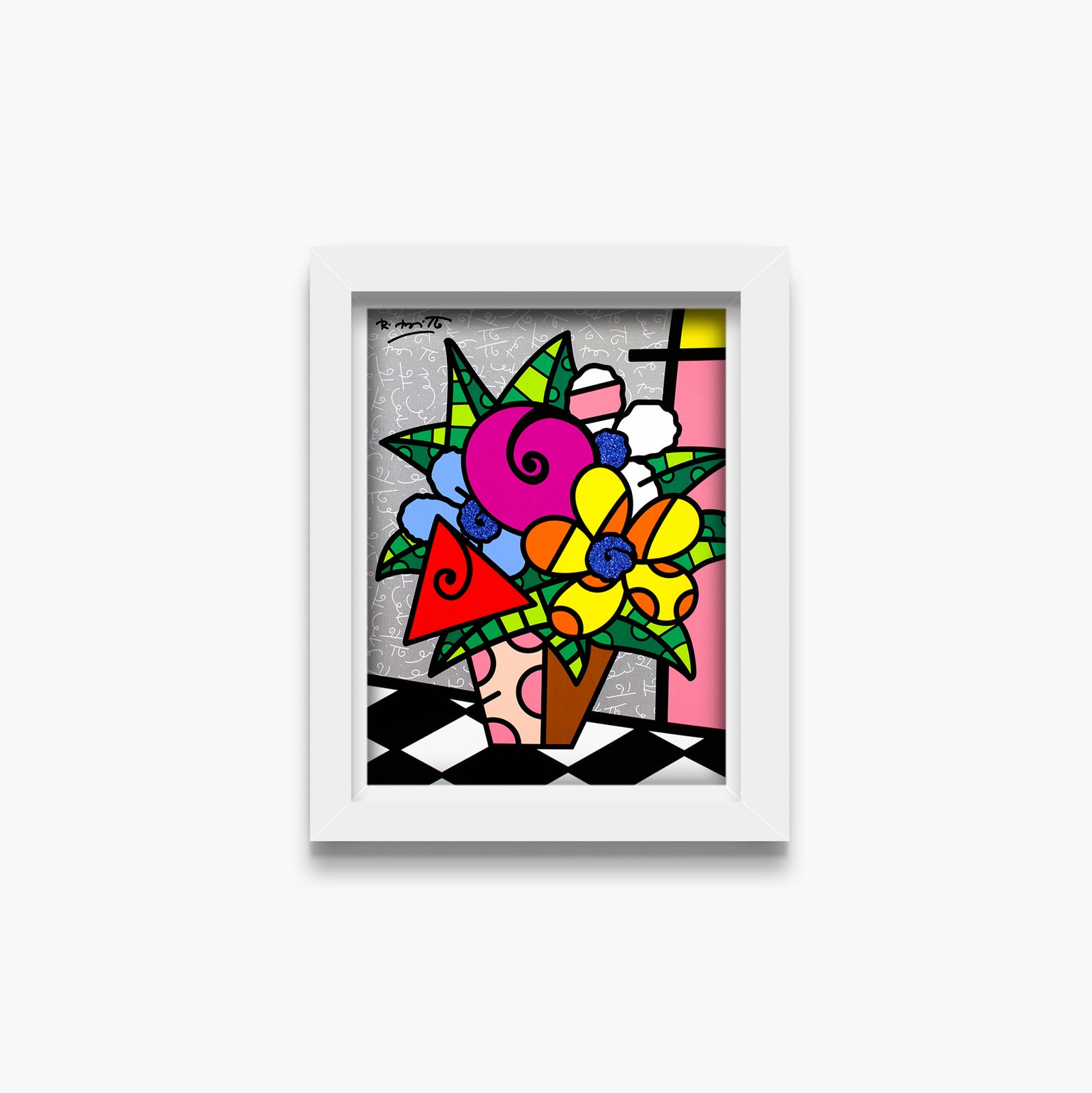 Romero Britto flowers for you limited edition contemporary pop art piece