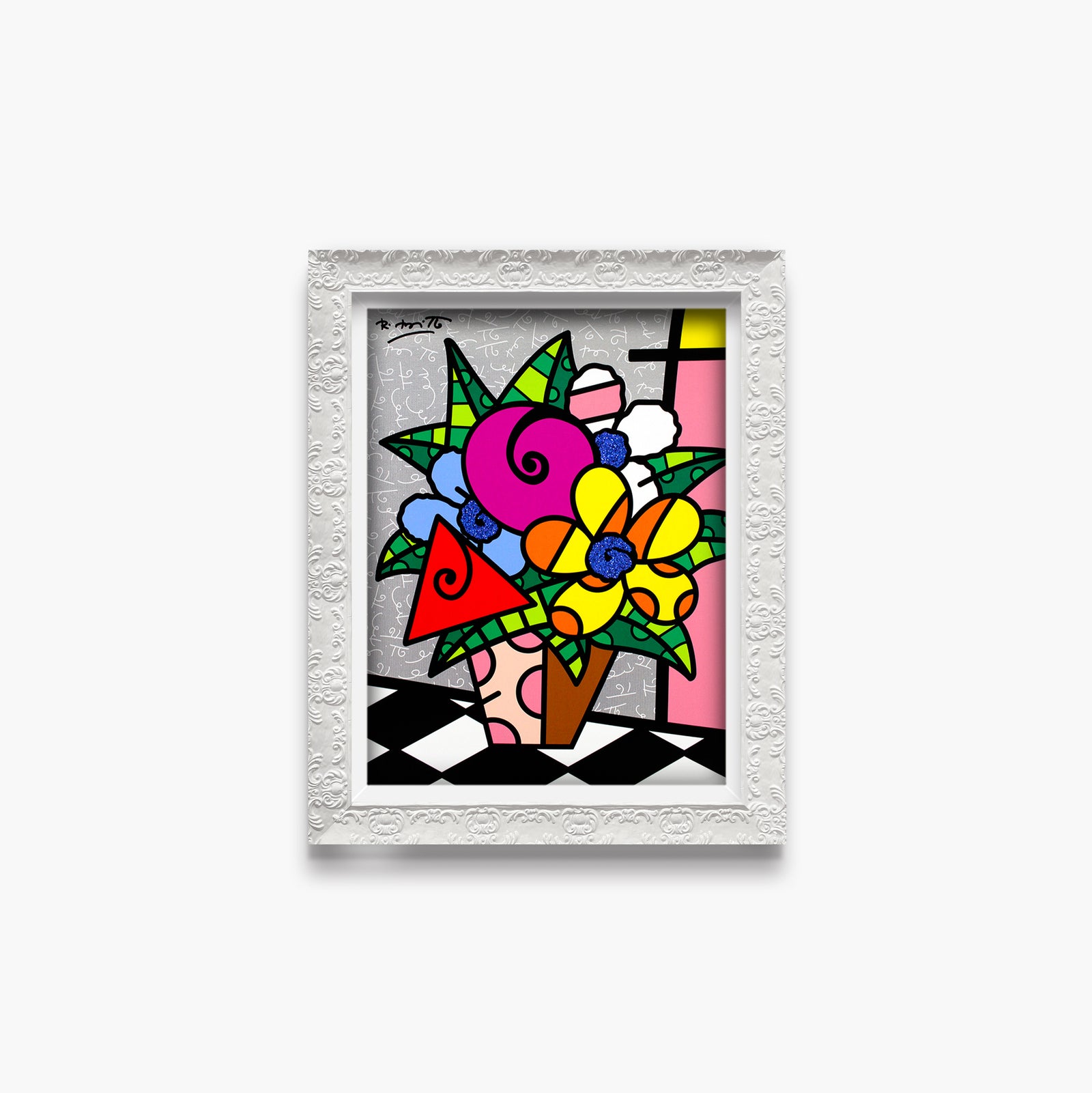 Romero Britto flowers for you limited edition colorful pop art design