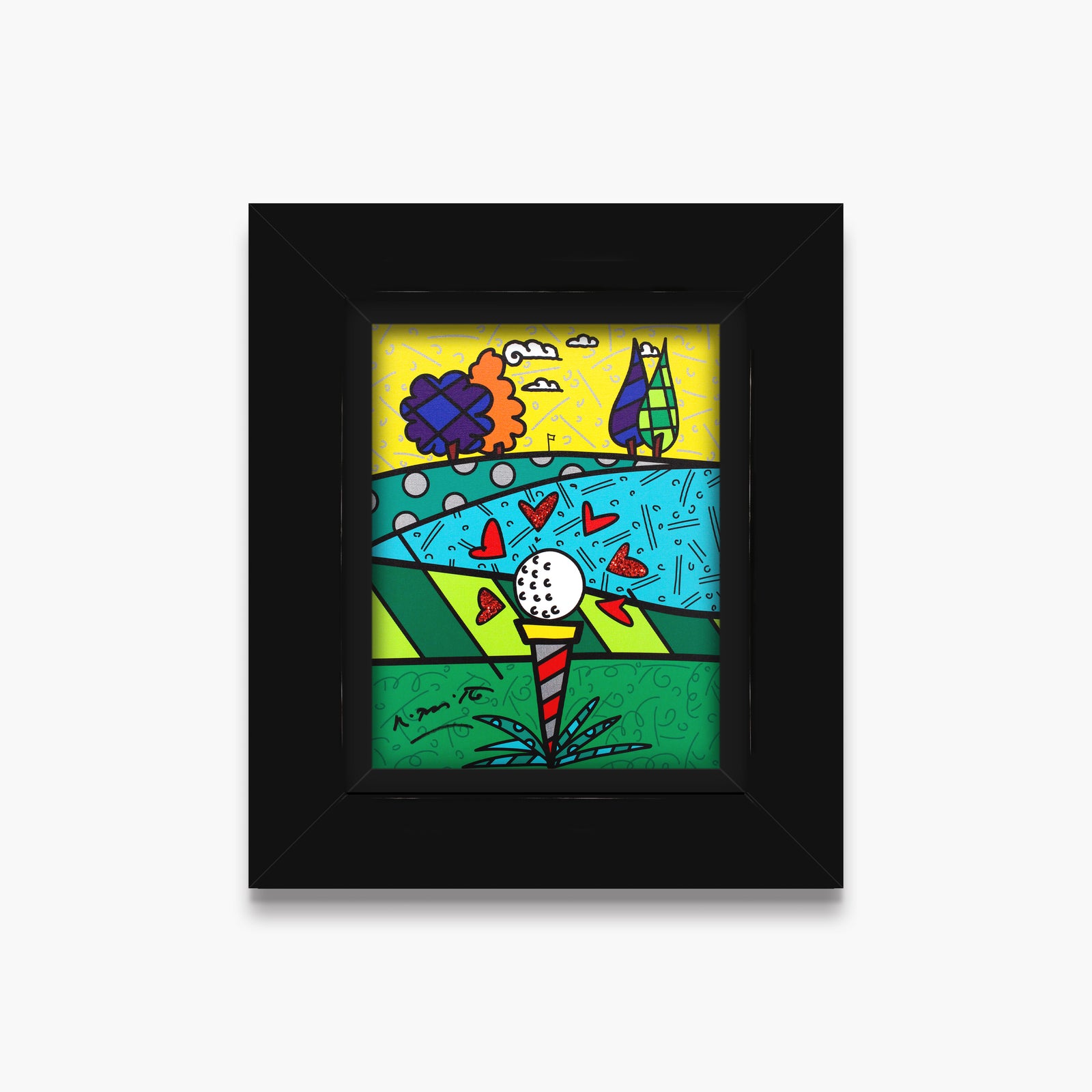 Romero Britto love golf limited edition print colorful pop art design