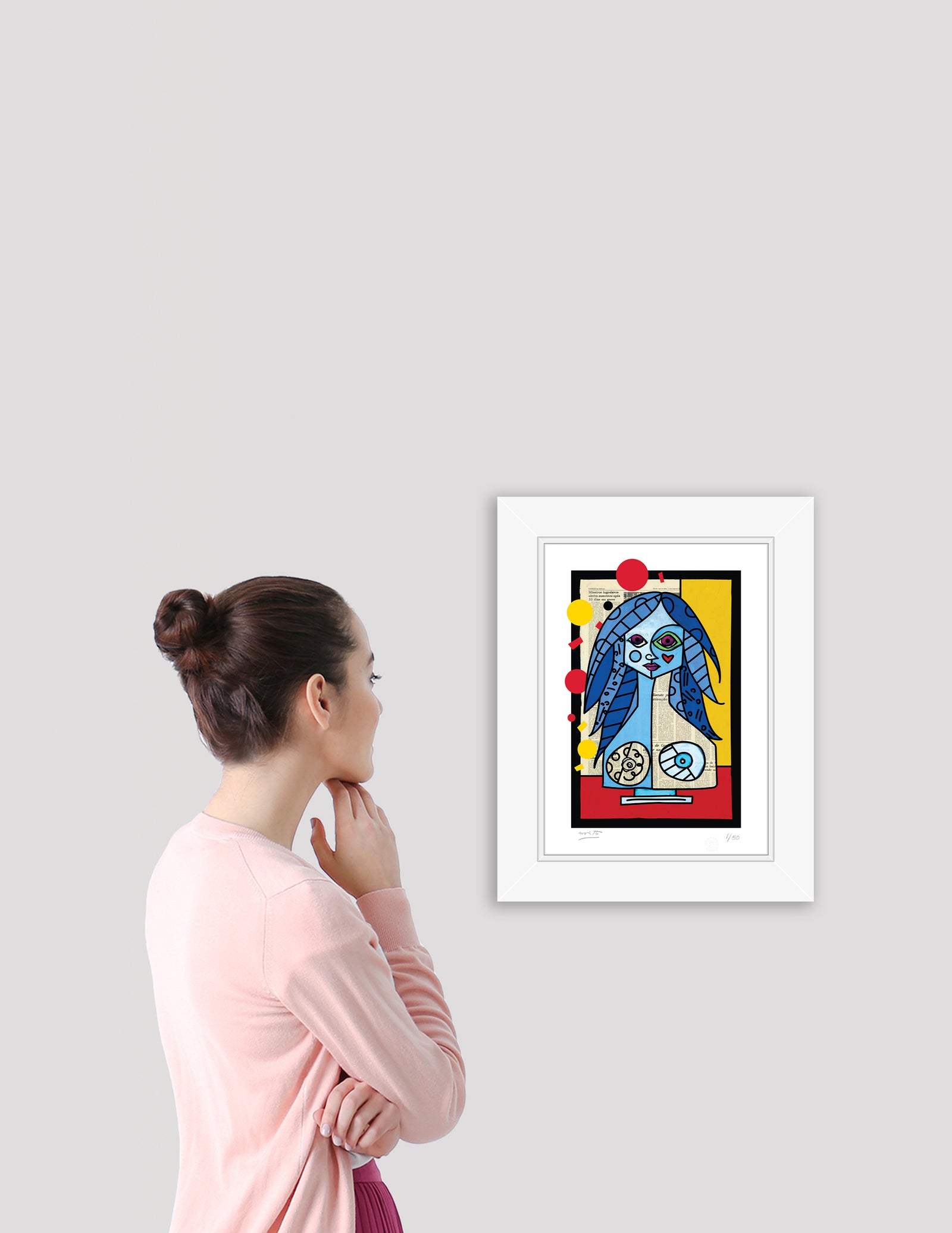 Romero Britto blue red yellow limited edition colorful pop art design