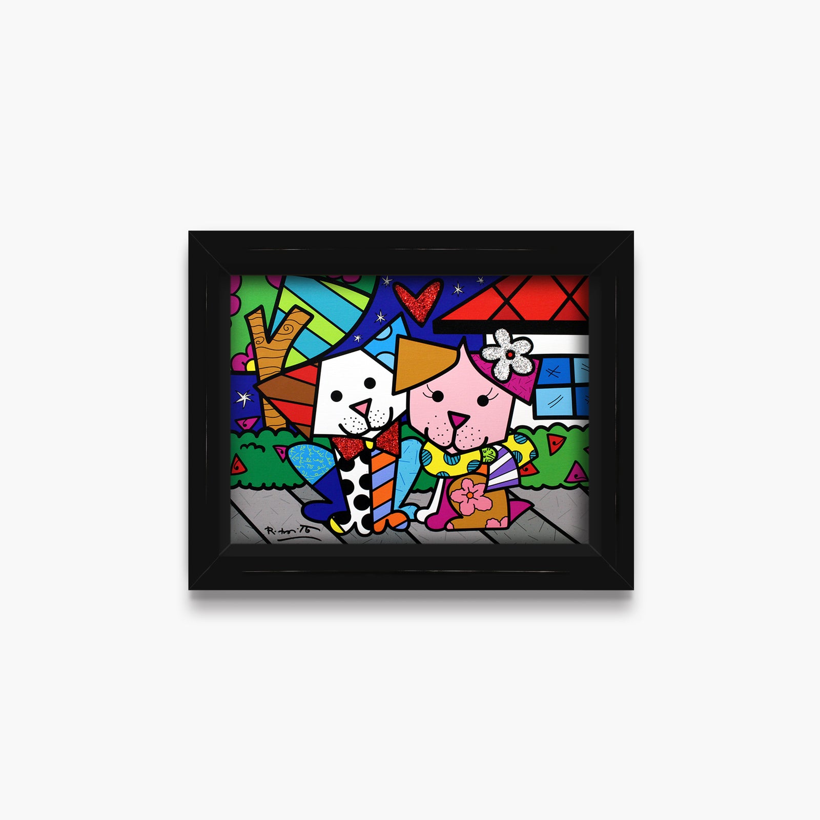 Romero Britto pet love limited edition print colorful pop art design