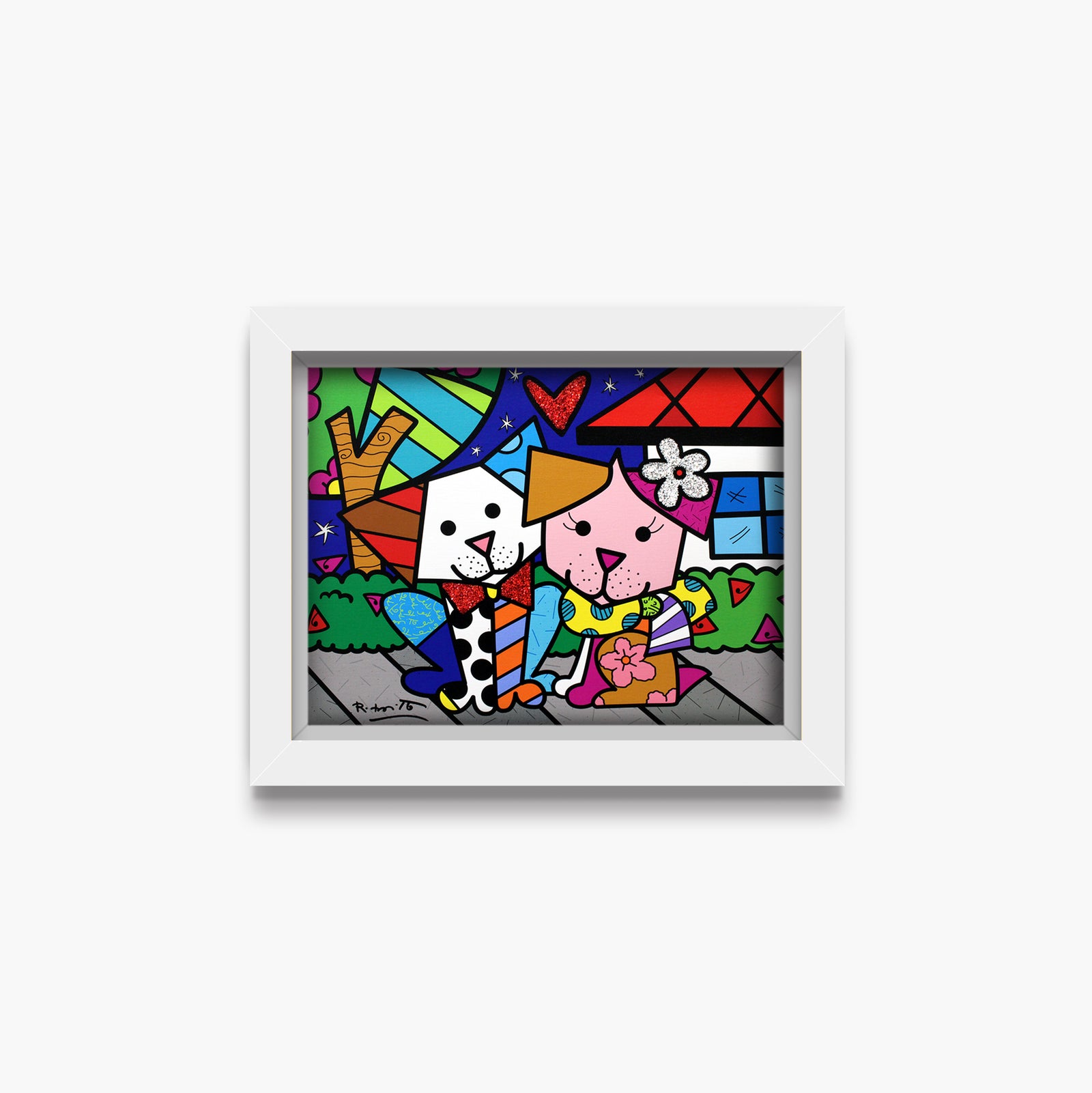 Romero Britto pet love limited edition print contemporary pop art piece