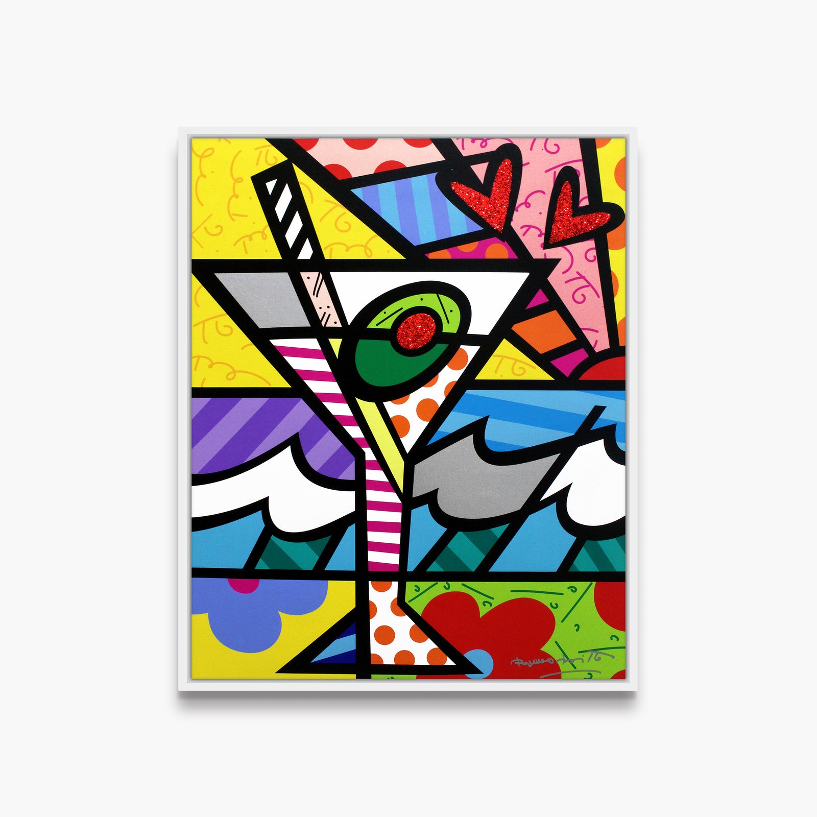 Romero Britto britto martini limited edition print contemporary pop art piece