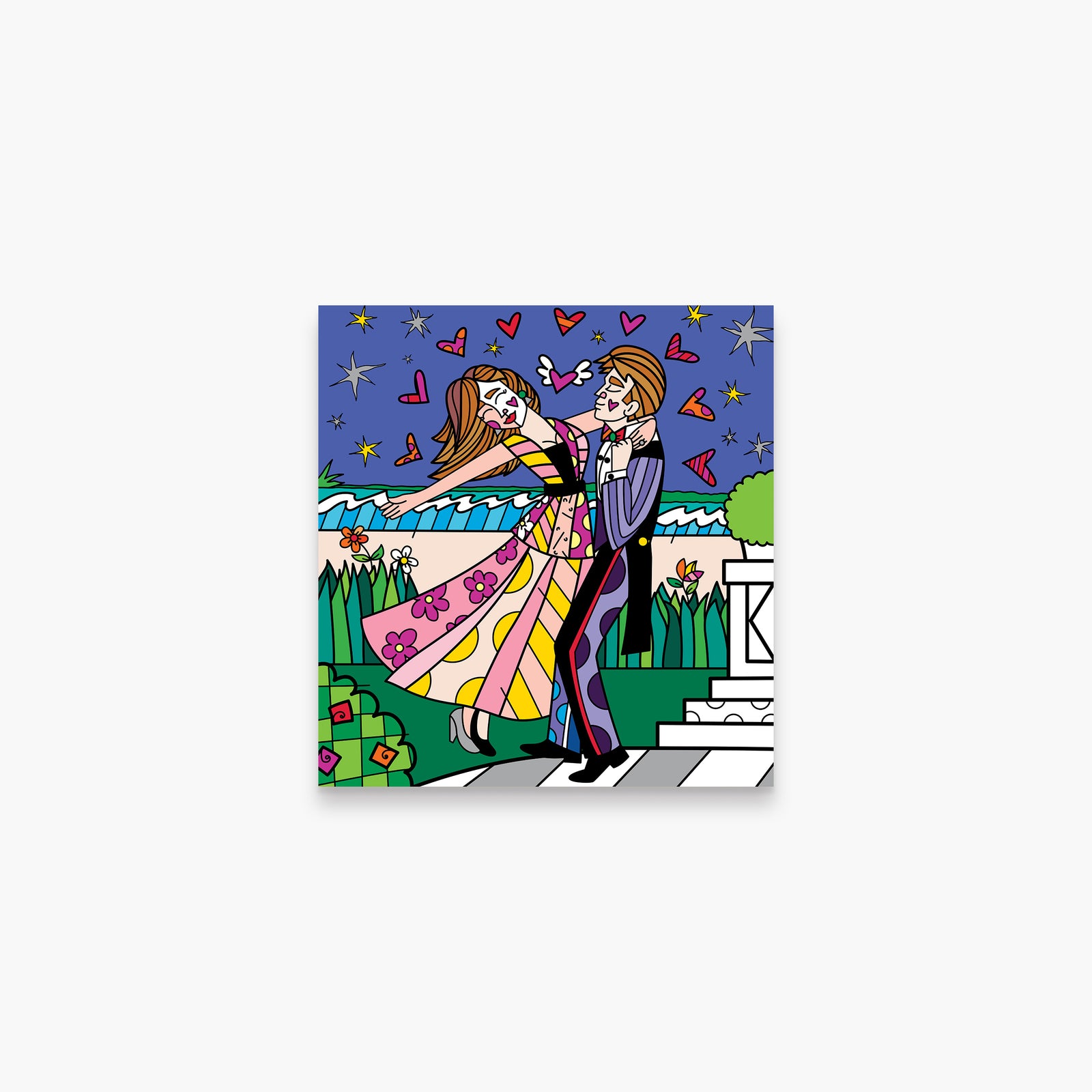 Romero Britto beautiful evening limited edition print colorful pop art design