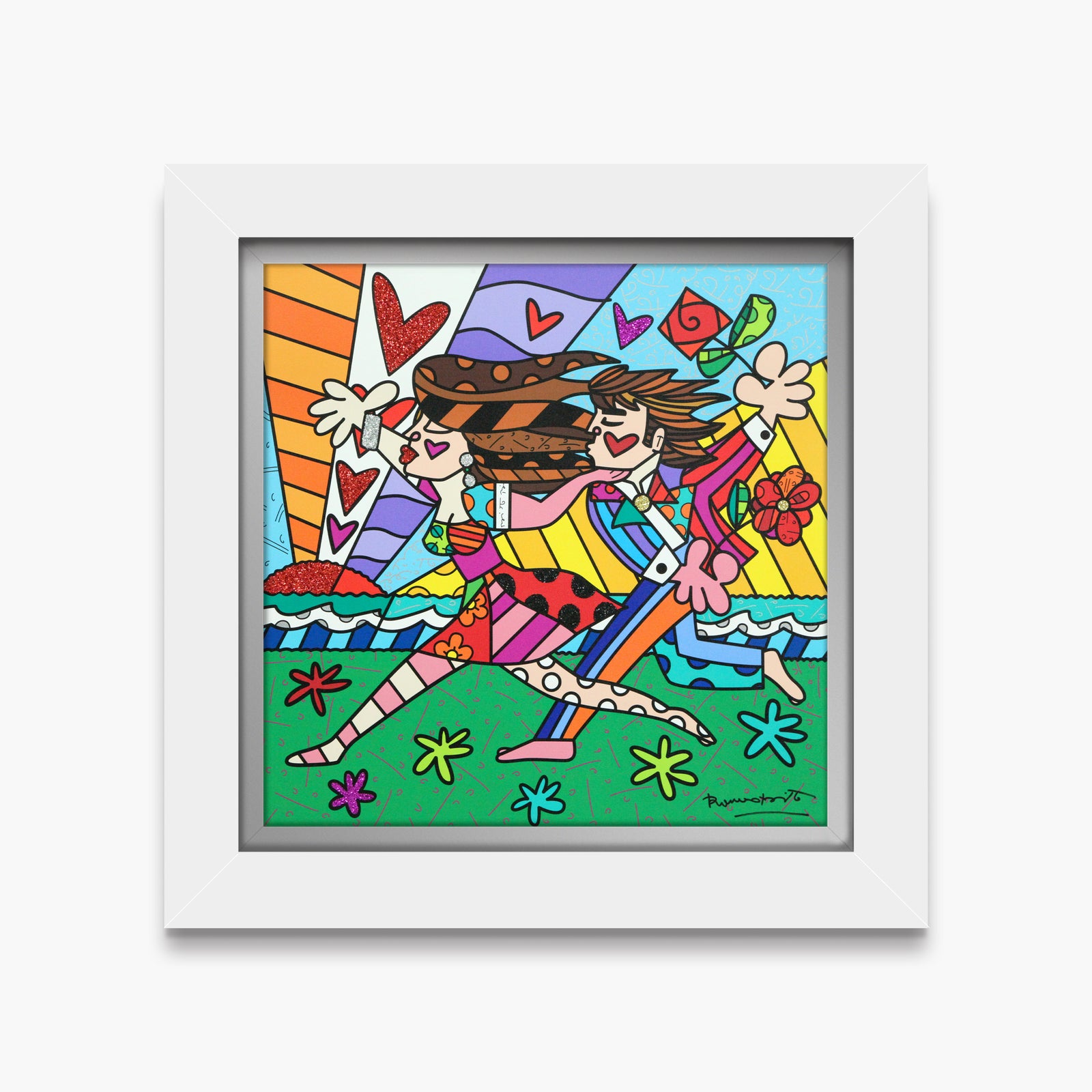 Romero Britto love in the park limited contemporary pop art piece