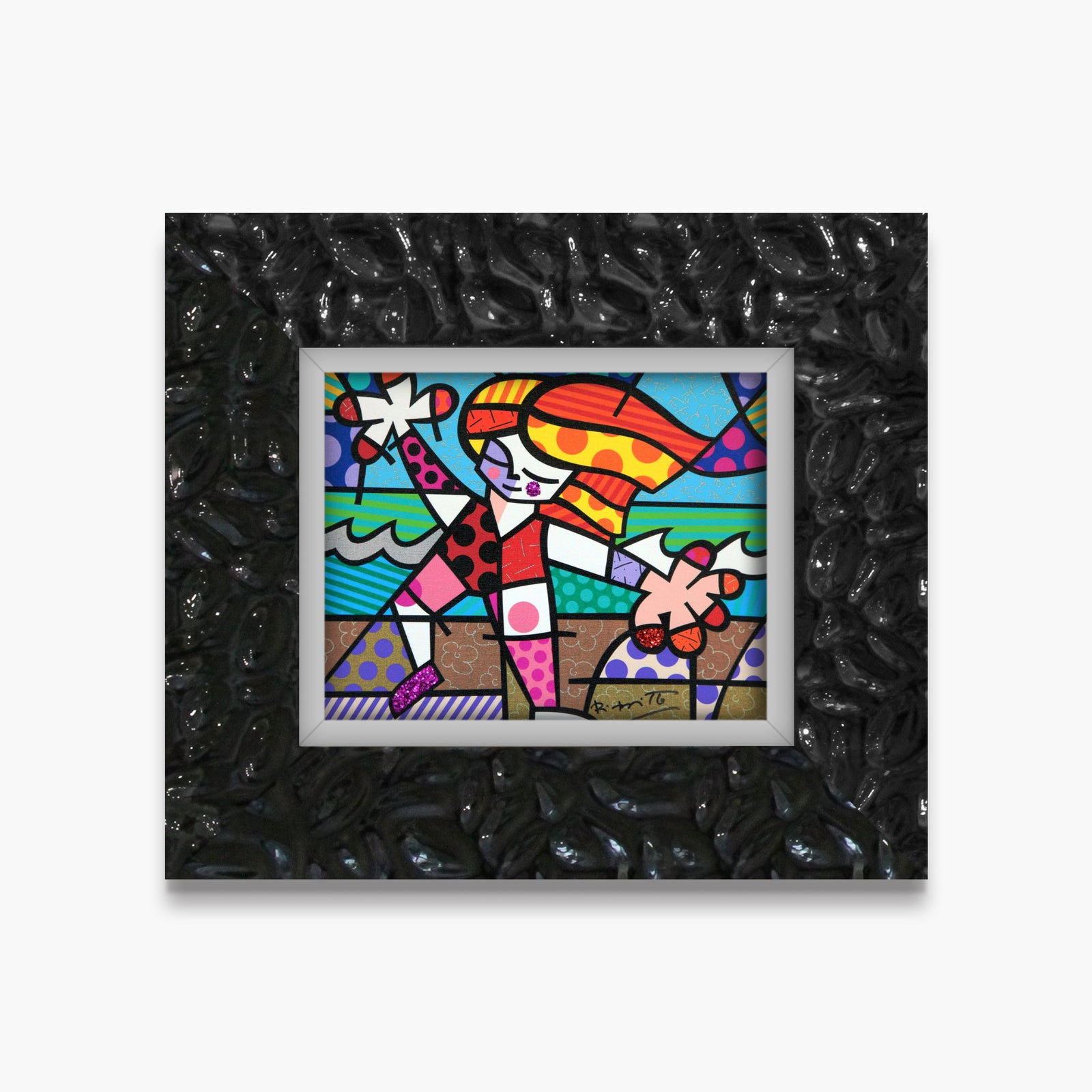 Romero Britto golden beach limited edition print contemporary pop art piece