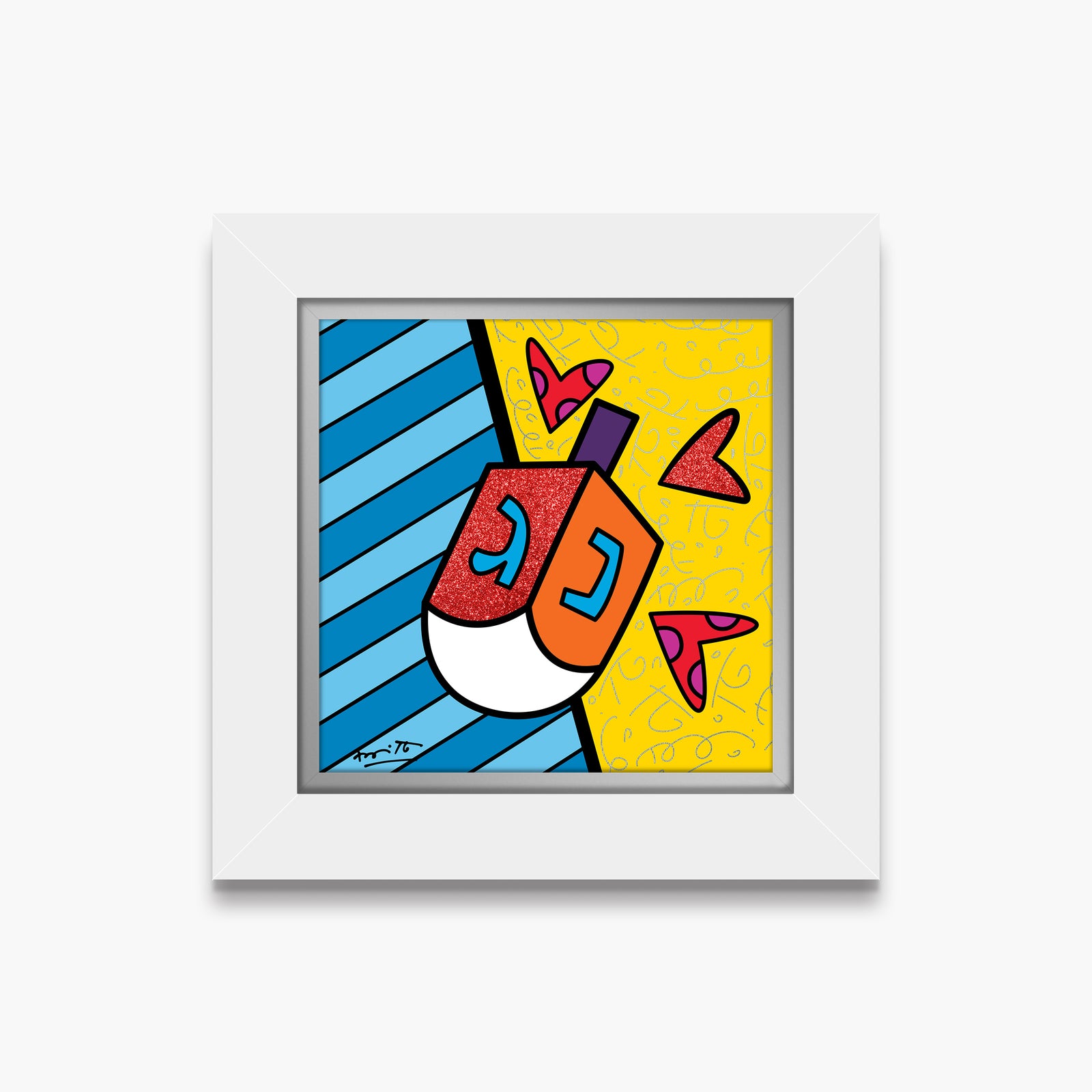 Romero Britto israel collection dreidel limited edition contemporary pop art piece