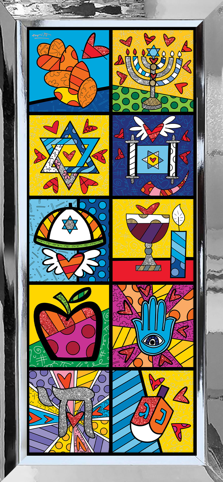 Romero Britto israel collection vertical limited edition contemporary pop art piece