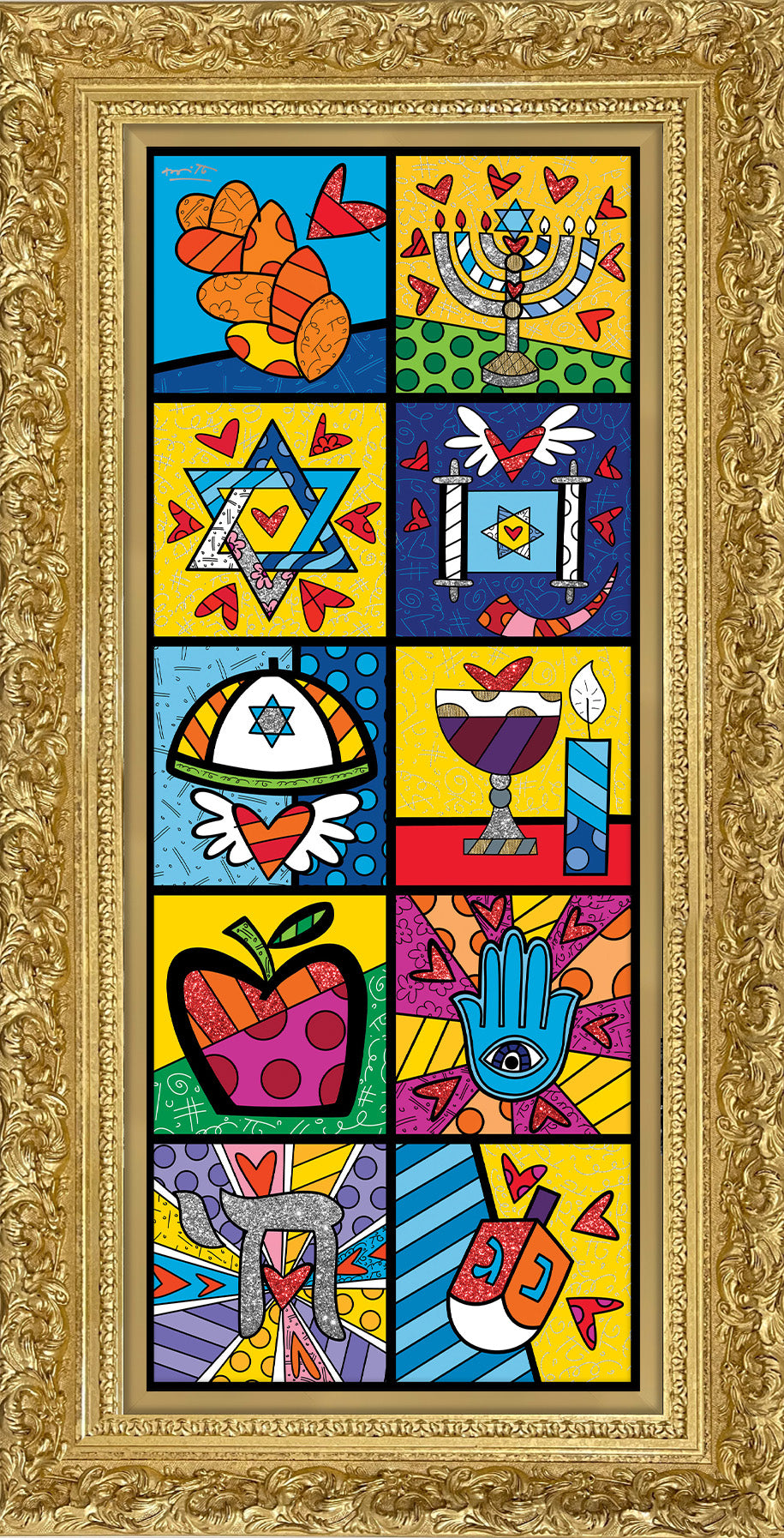 Romero Britto israel collection vertical limited edition colorful pop art design