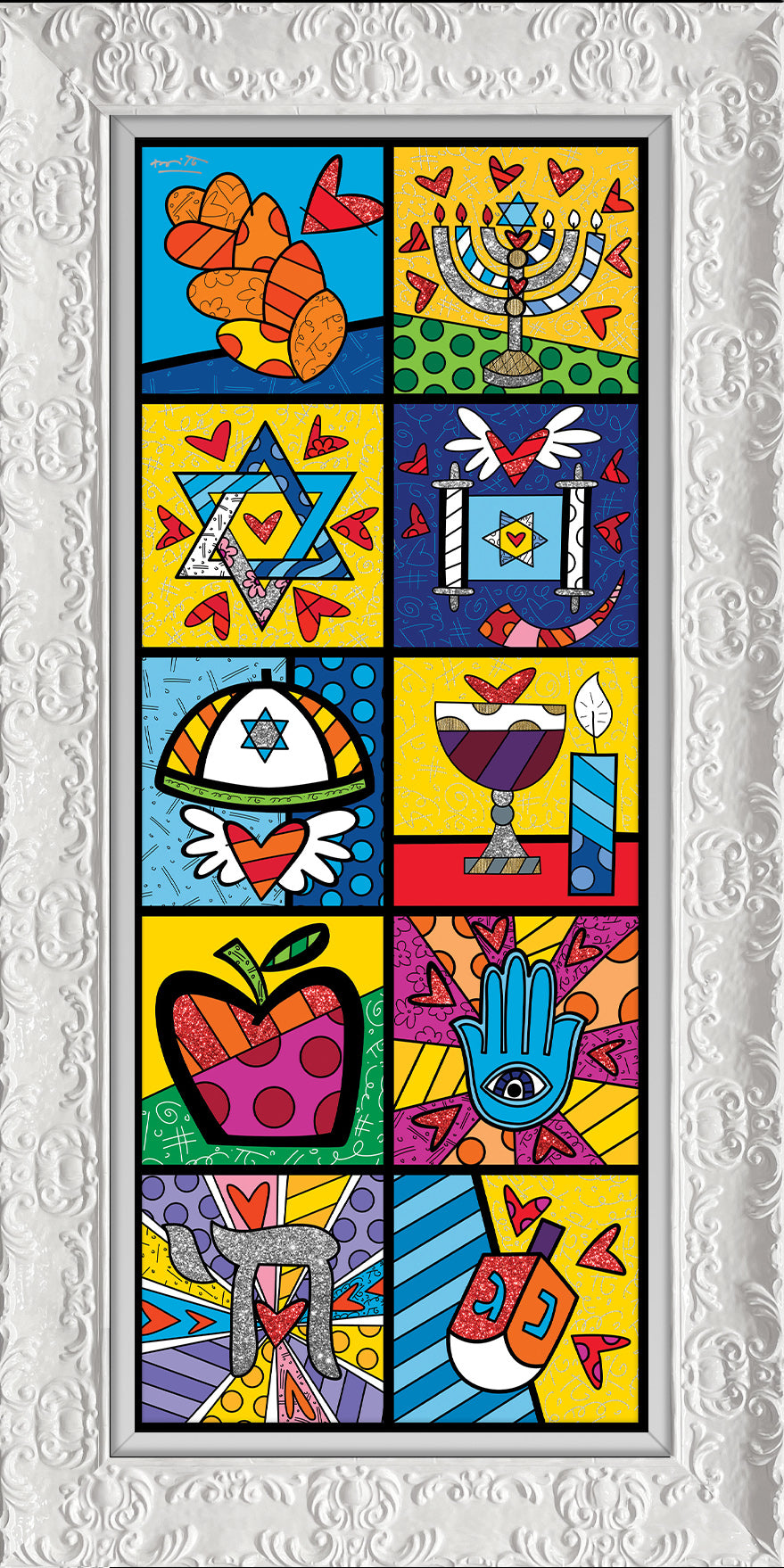 Romero Britto israel collection vertical limited edition contemporary pop art piece