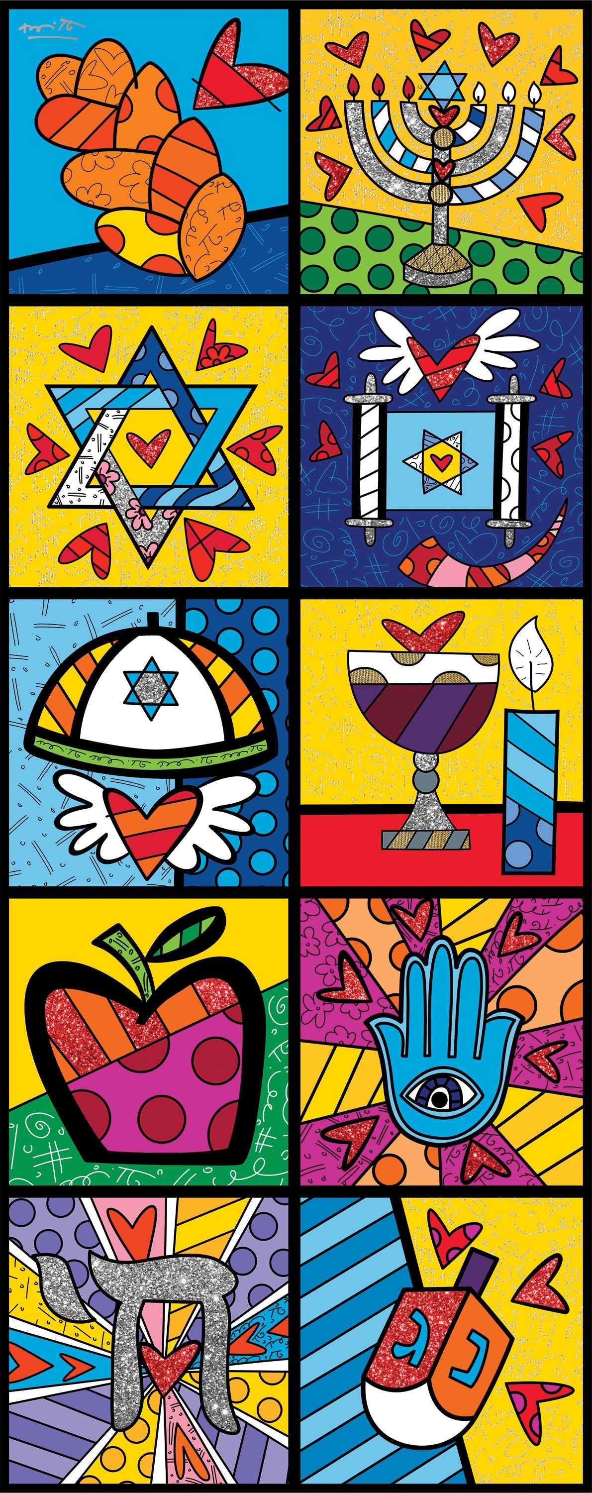 Romero Britto israel collection vertical limited edition colorful pop art design