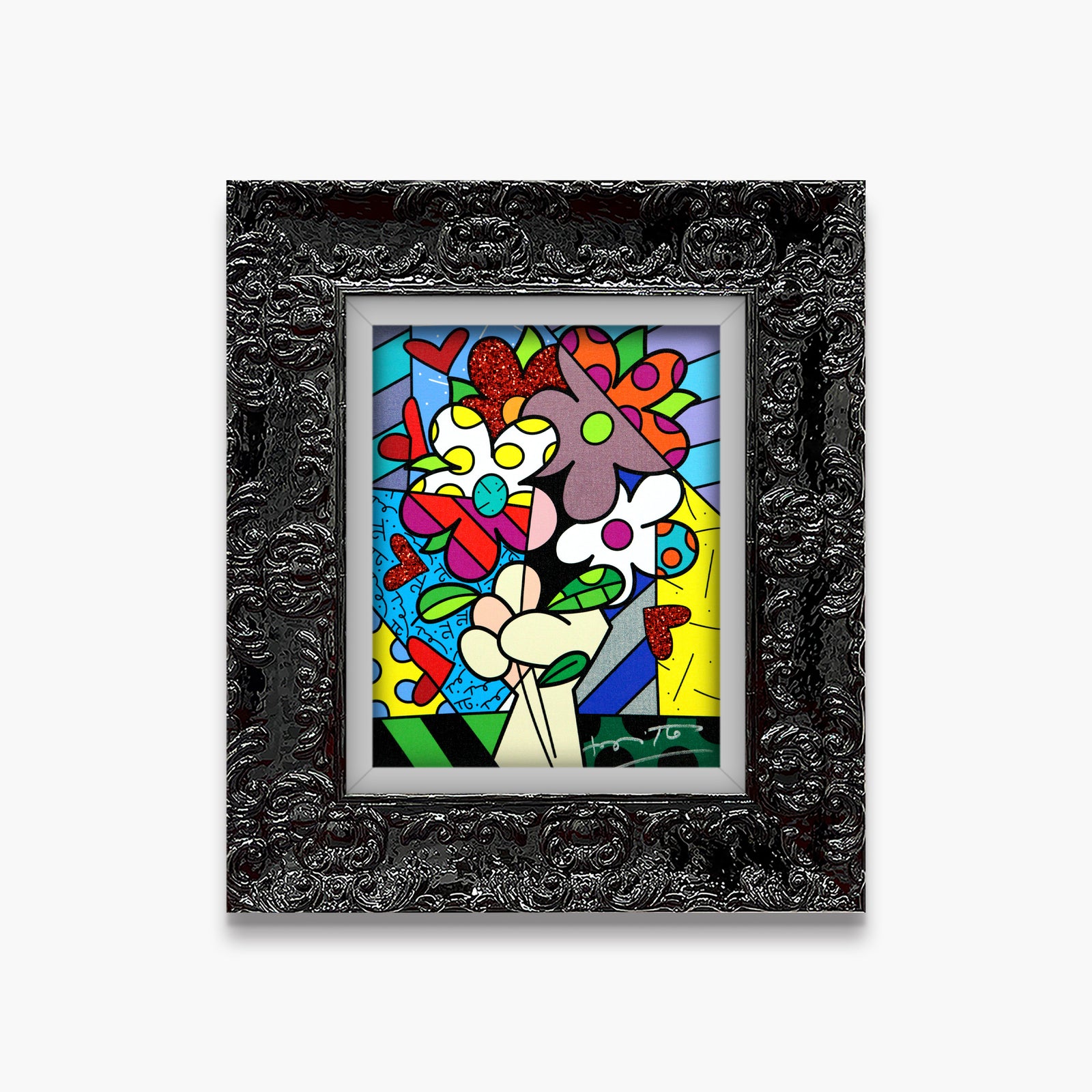 Romero Britto from me limited edition print colorful pop art design