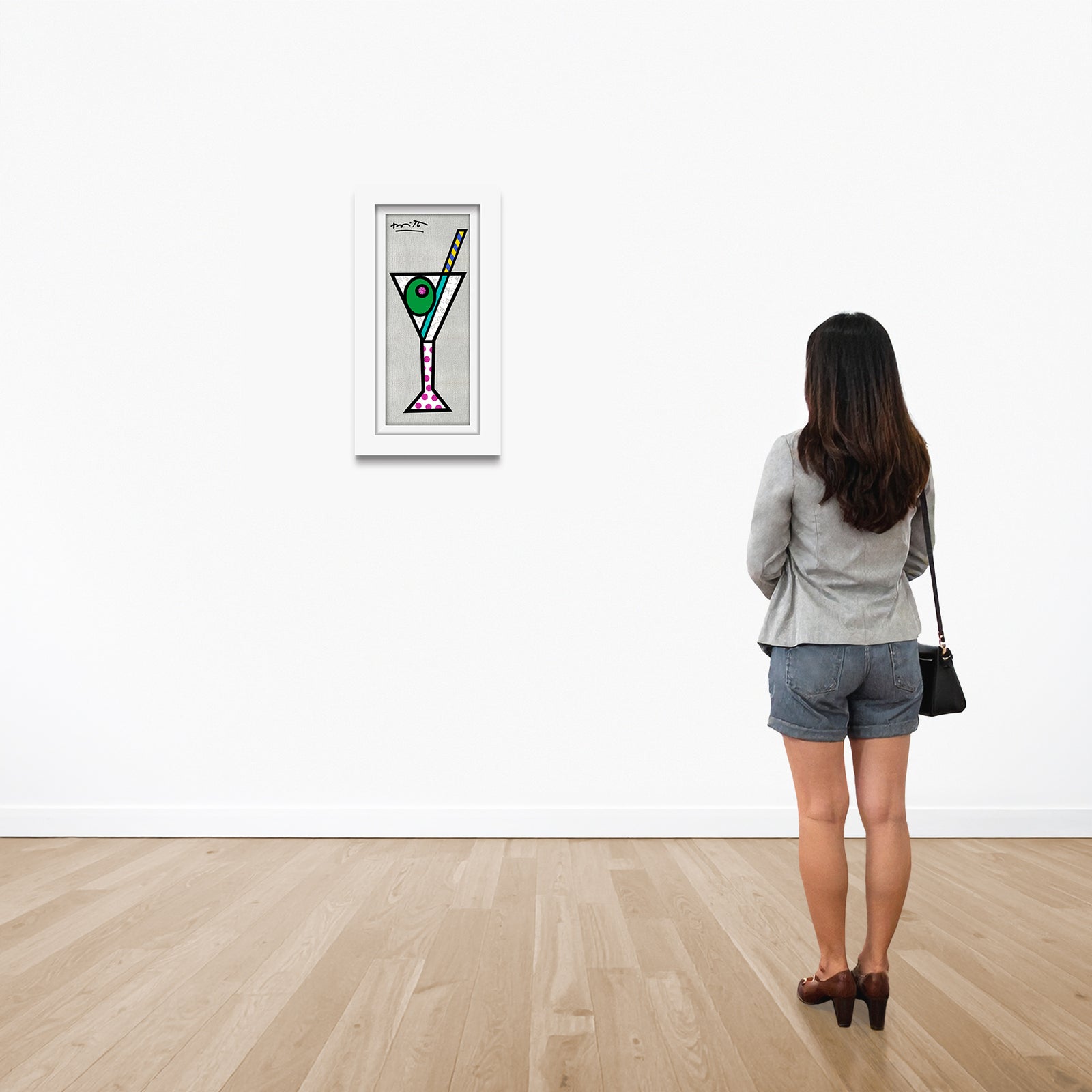 modern pop art silver martini limited edition print vibrant home decor