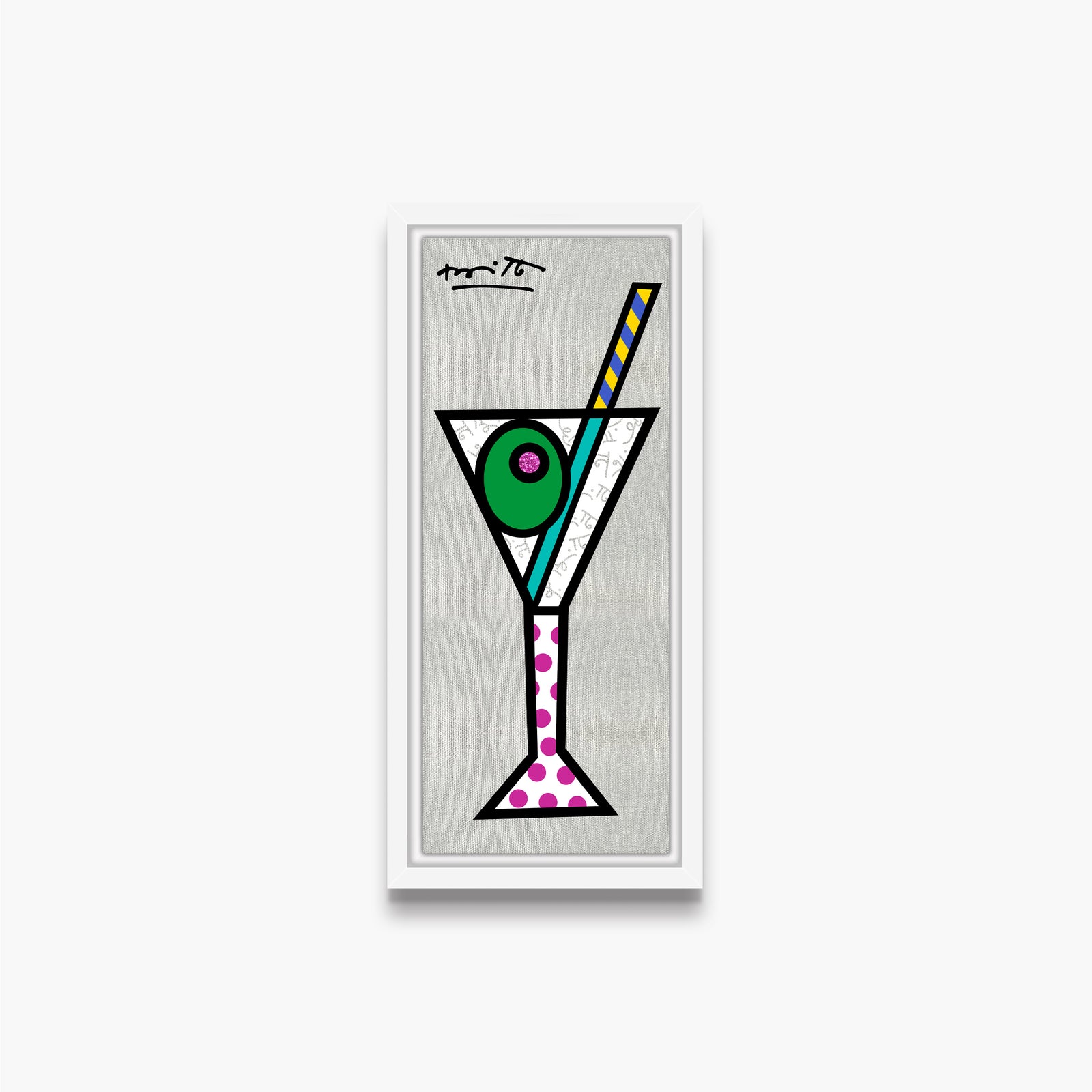 modern pop art silver martini limited edition print vibrant home decor