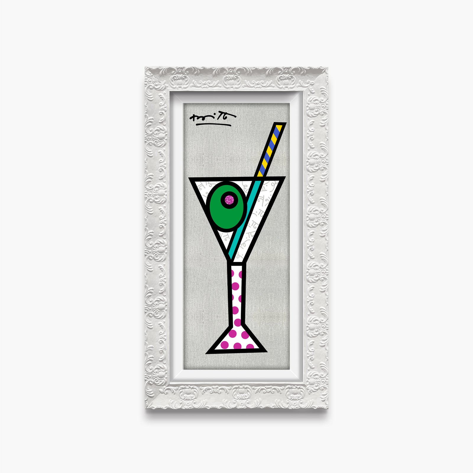 modern pop art silver martini limited edition print vibrant home decor
