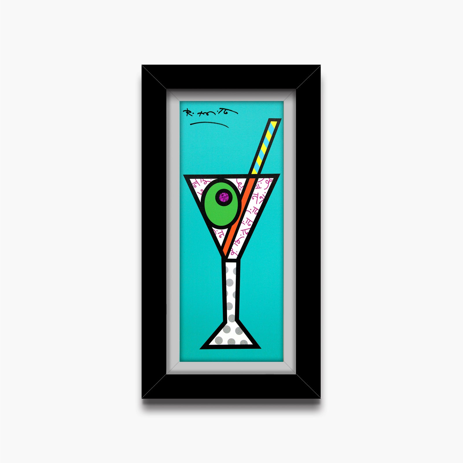 turquoise martini limited edition print artistic colorful design collectible