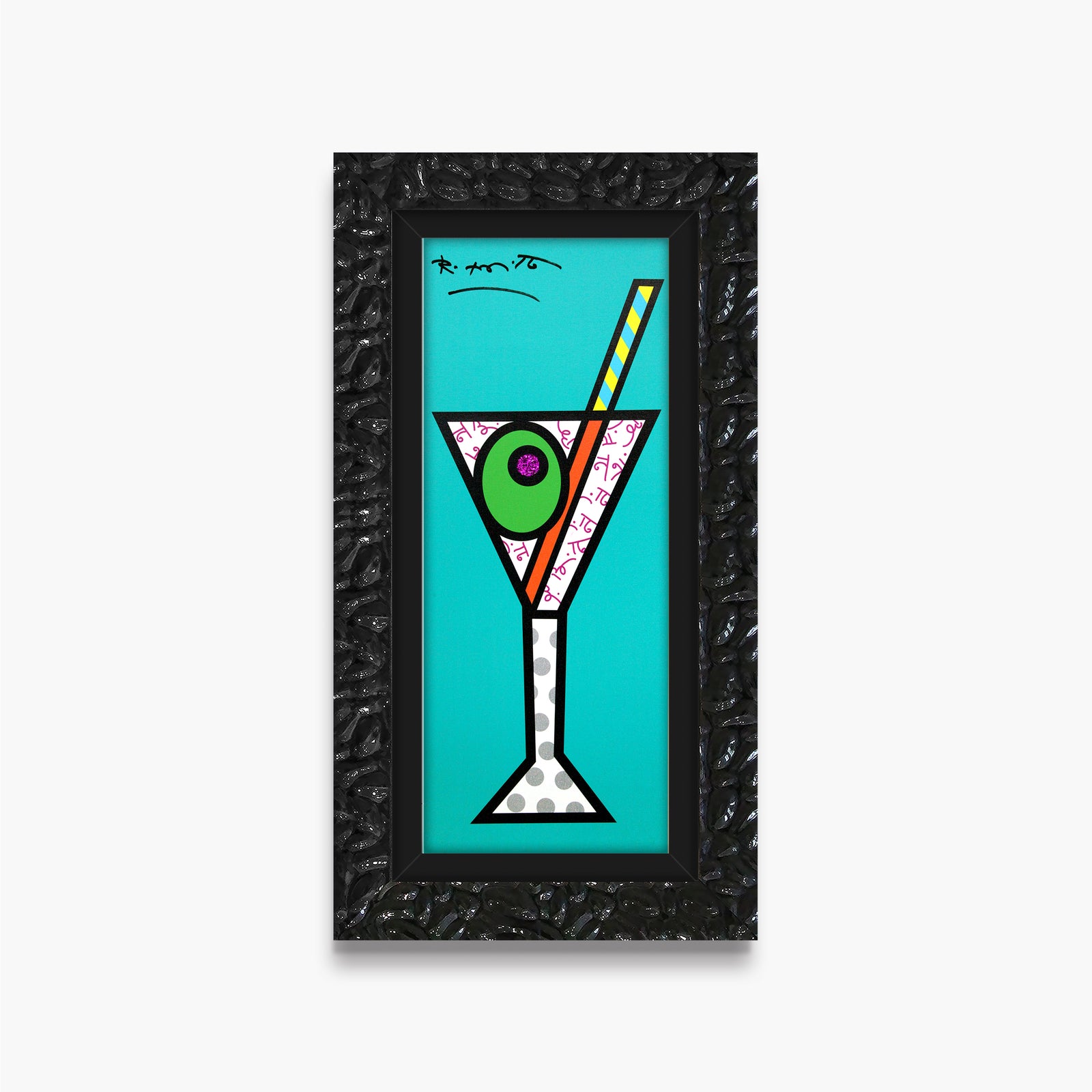 turquoise martini limited edition print colorful decorative collectible gift idea