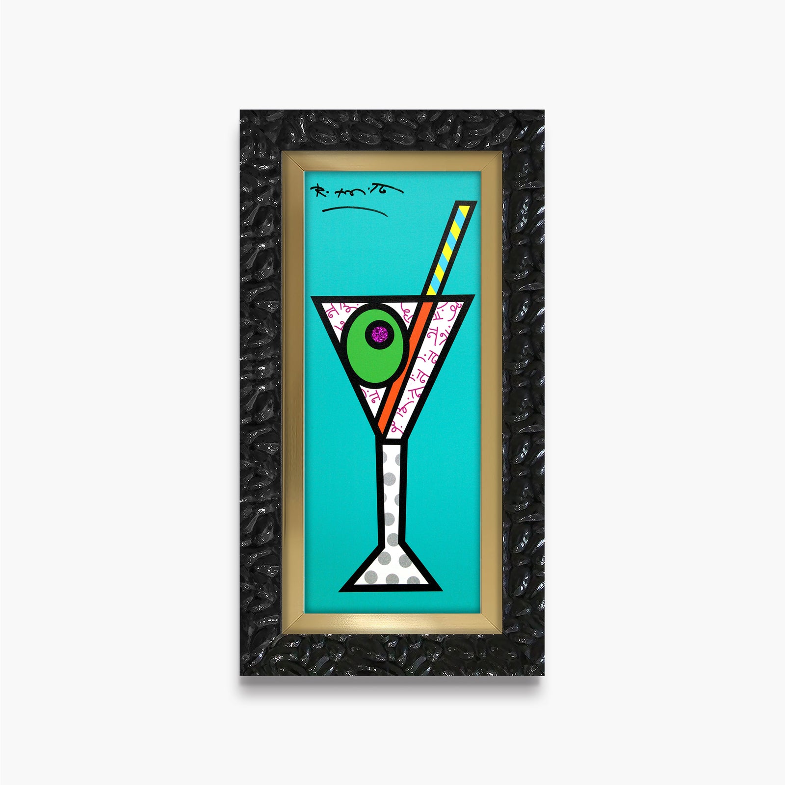 turquoise martini limited edition print artistic colorful design collectible