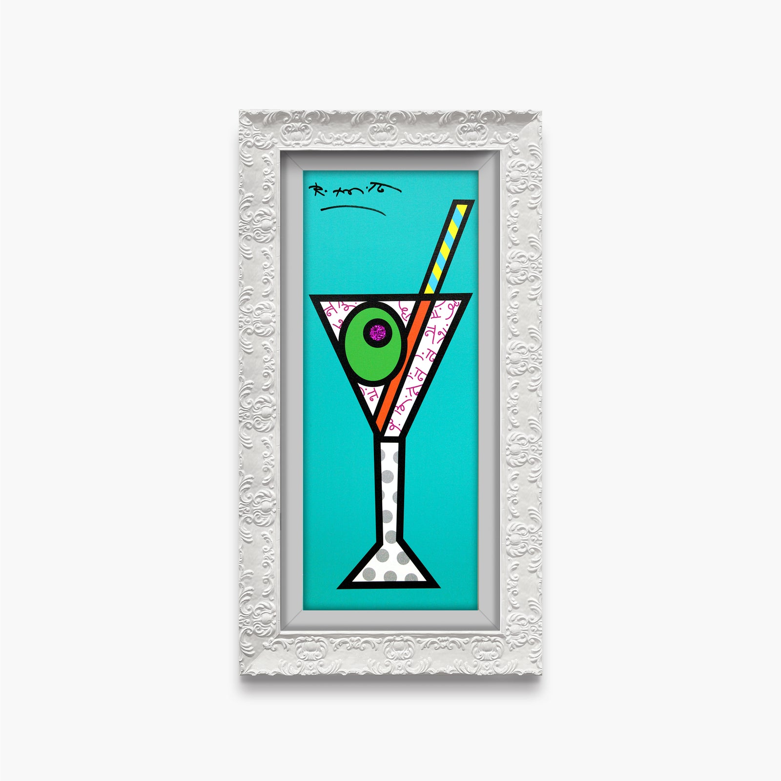turquoise martini limited edition print artistic colorful design collectible