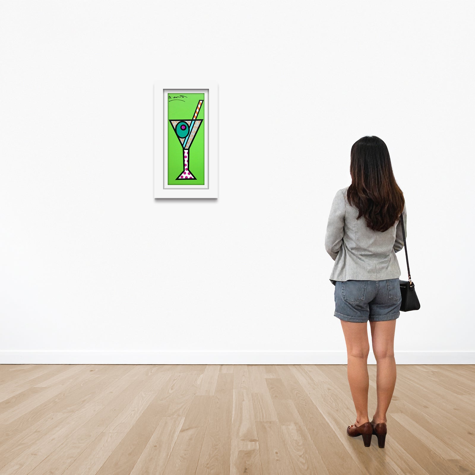 modern pop art green martini limited edition print vibrant home decor