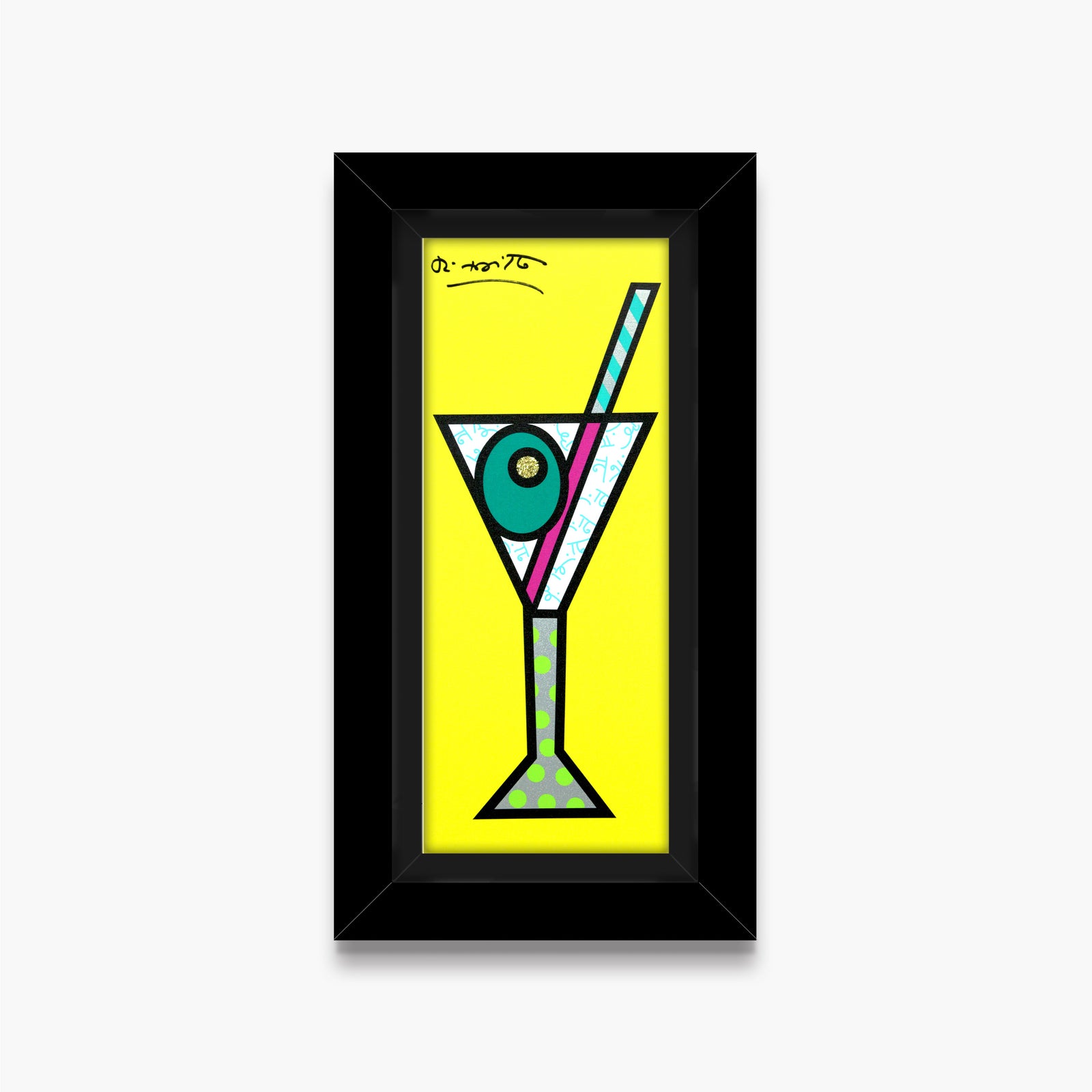 Romero Britto yellow martini limited edition print contemporary pop art piece