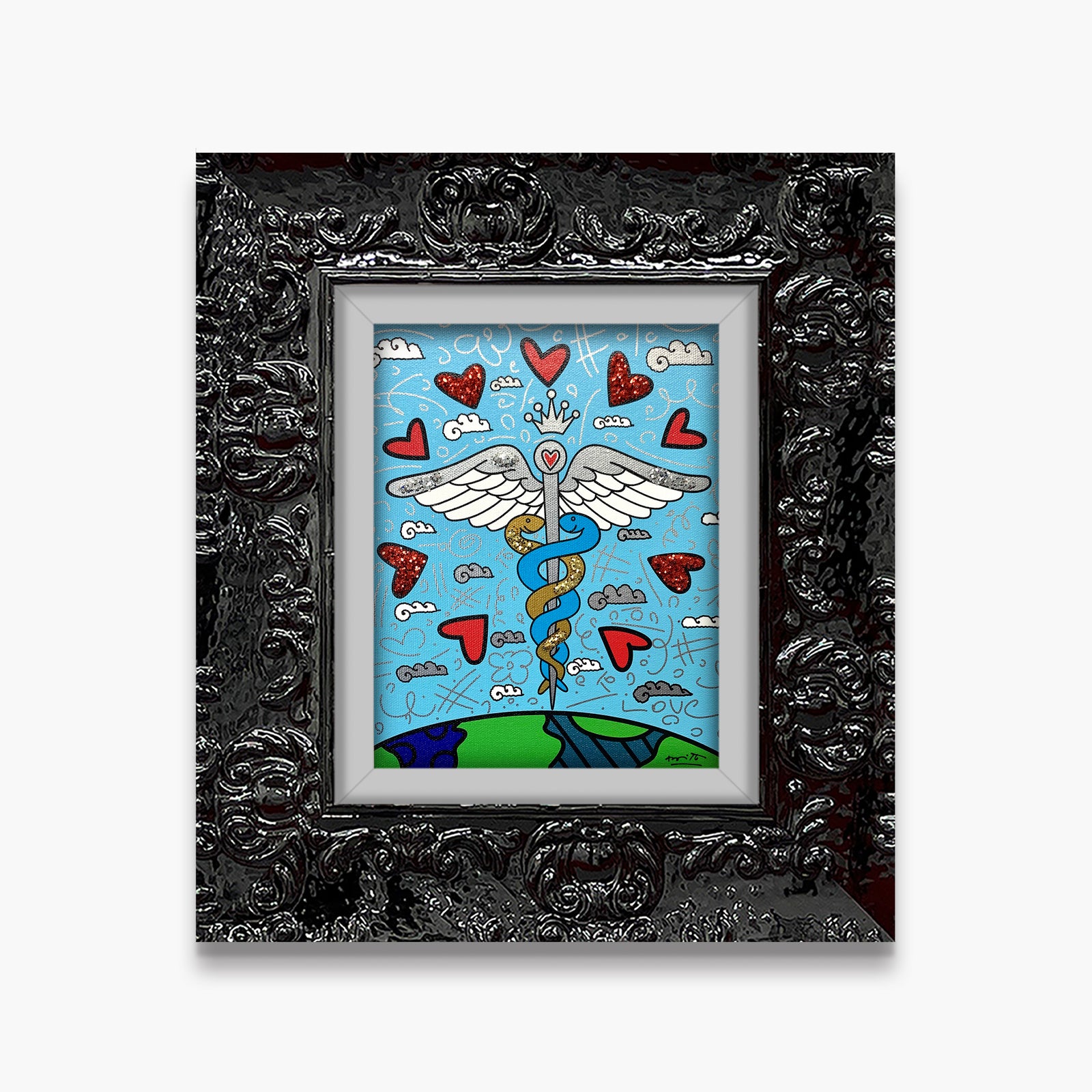 Romero Britto one world limited edition print colorful pop art design