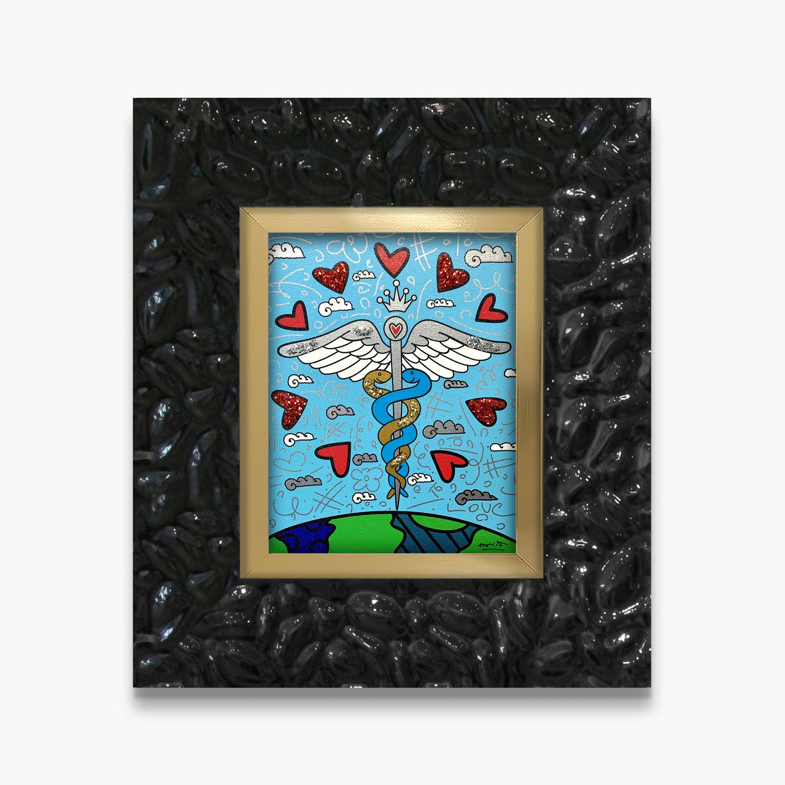 Romero Britto one world limited edition print colorful pop art design