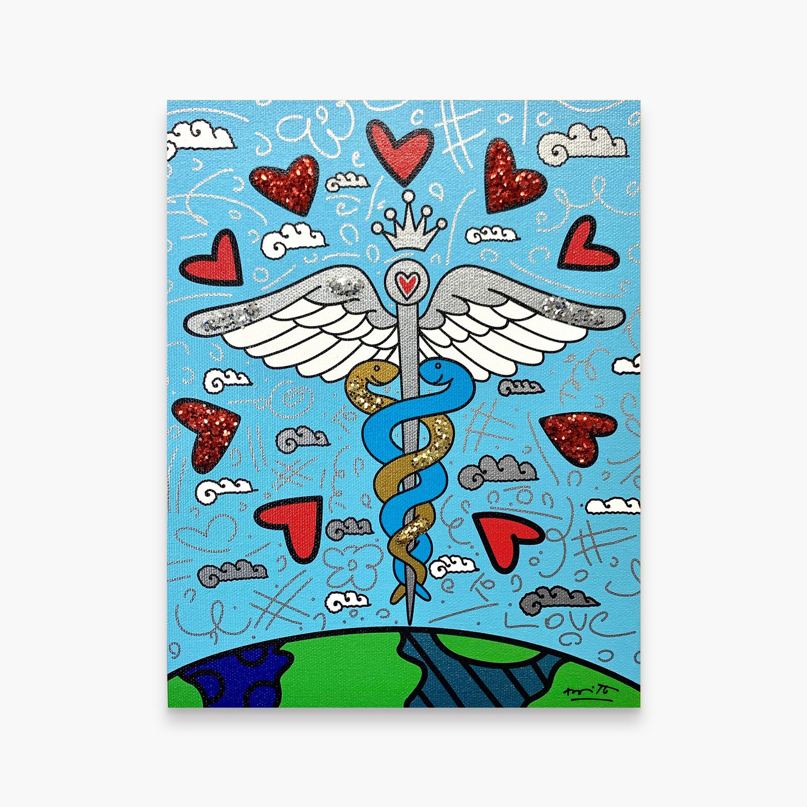 Romero Britto one world limited edition print colorful pop art design