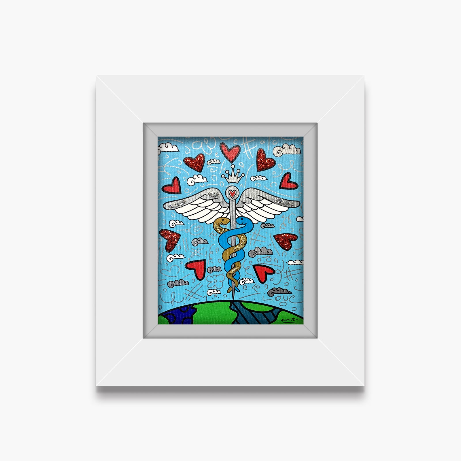 Romero Britto one world limited edition print contemporary pop art piece