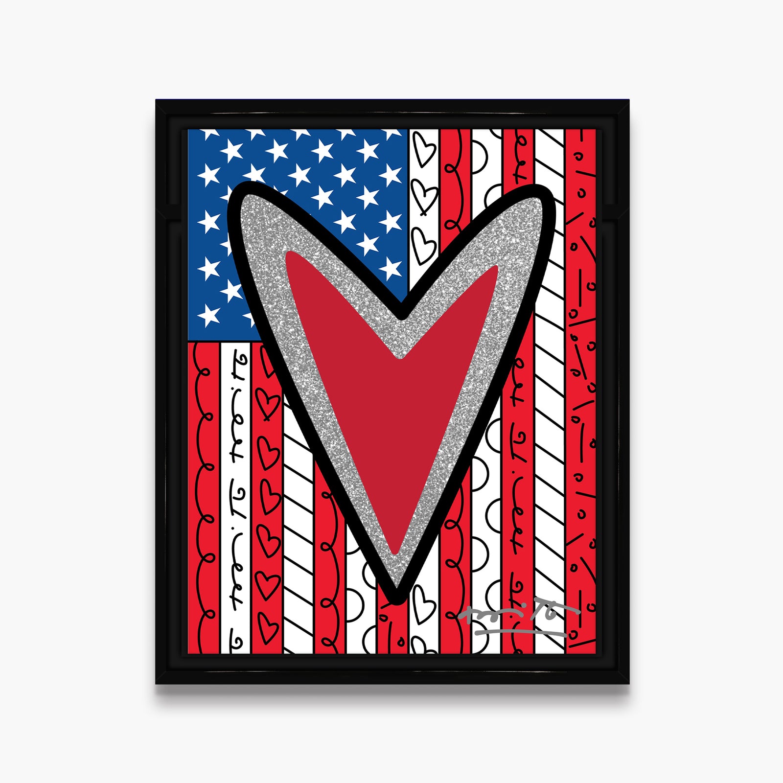 Romero Britto america limited edition print colorful pop art design