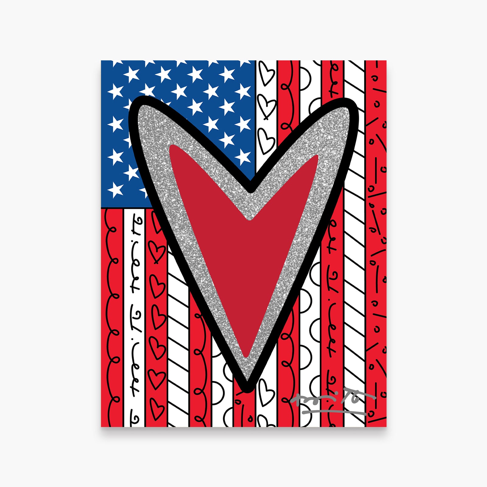 Romero Britto america limited edition print colorful pop art design