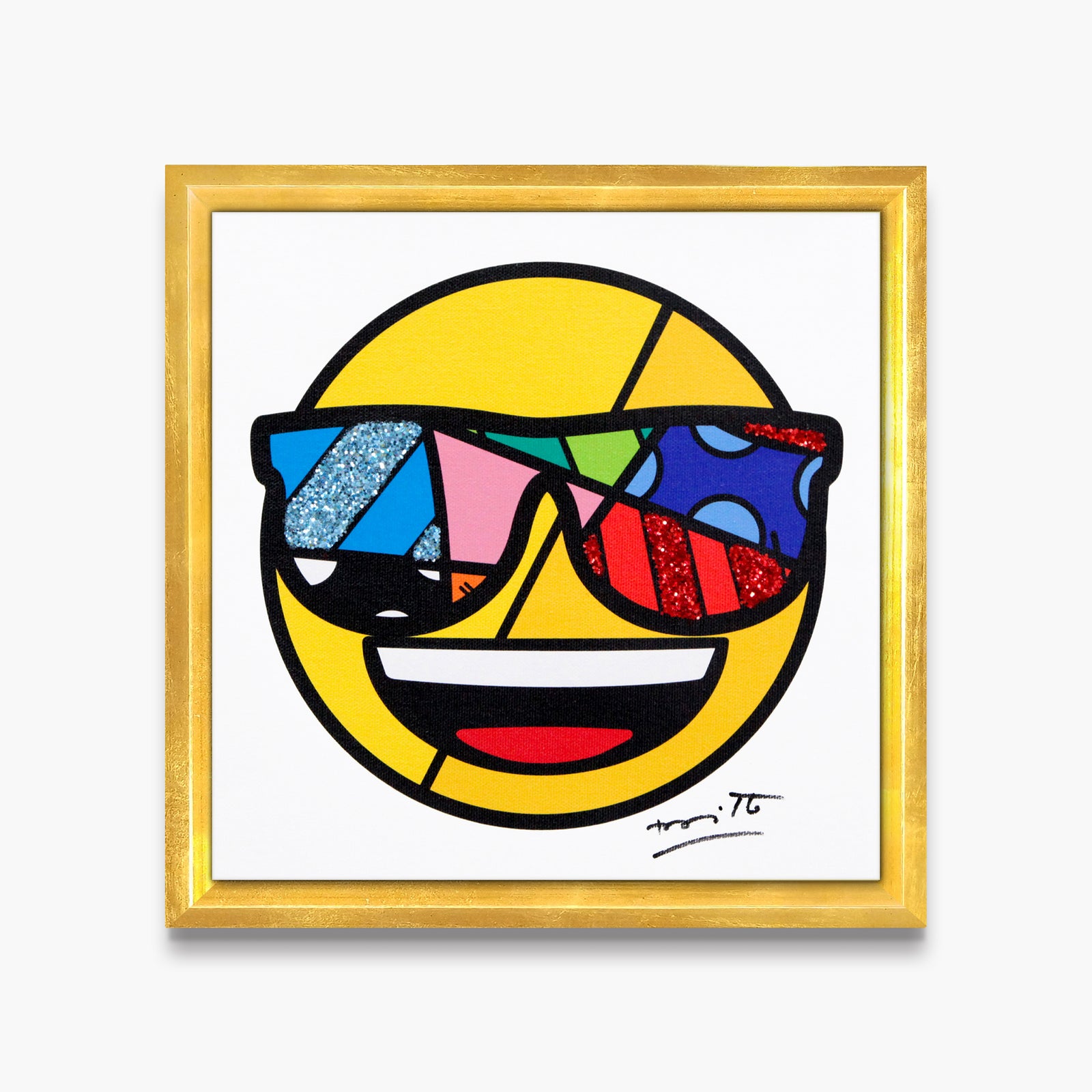 Romero Britto you are very cool emoji contemporary pop art piece