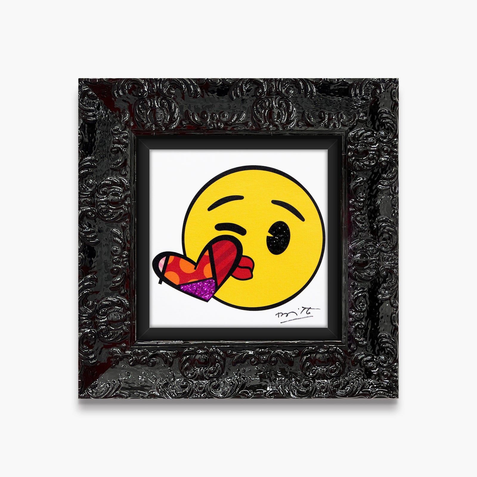 Romero Britto kisses for you emoji by contemporary pop art piece