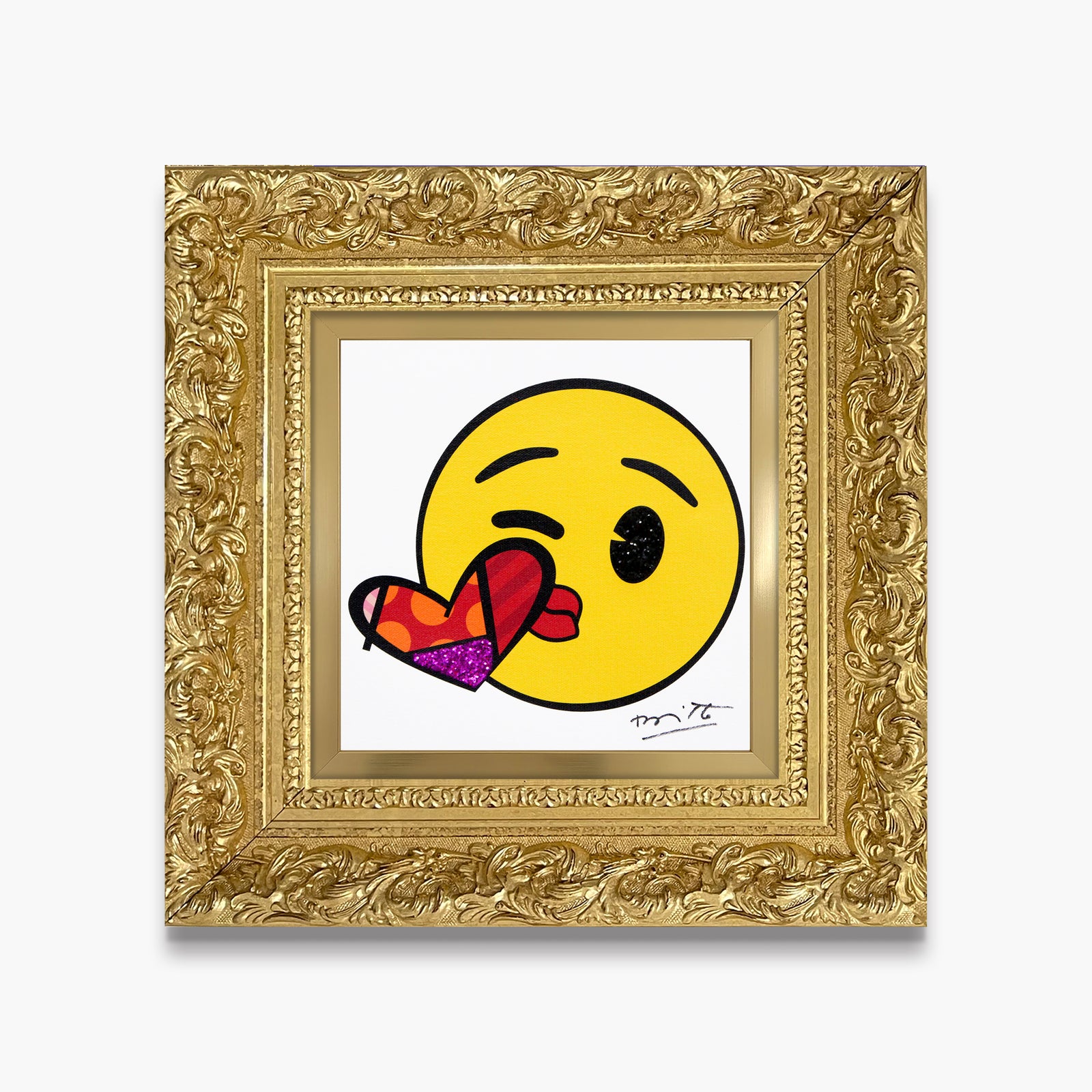 Romero Britto kisses for you emoji by contemporary pop art piece