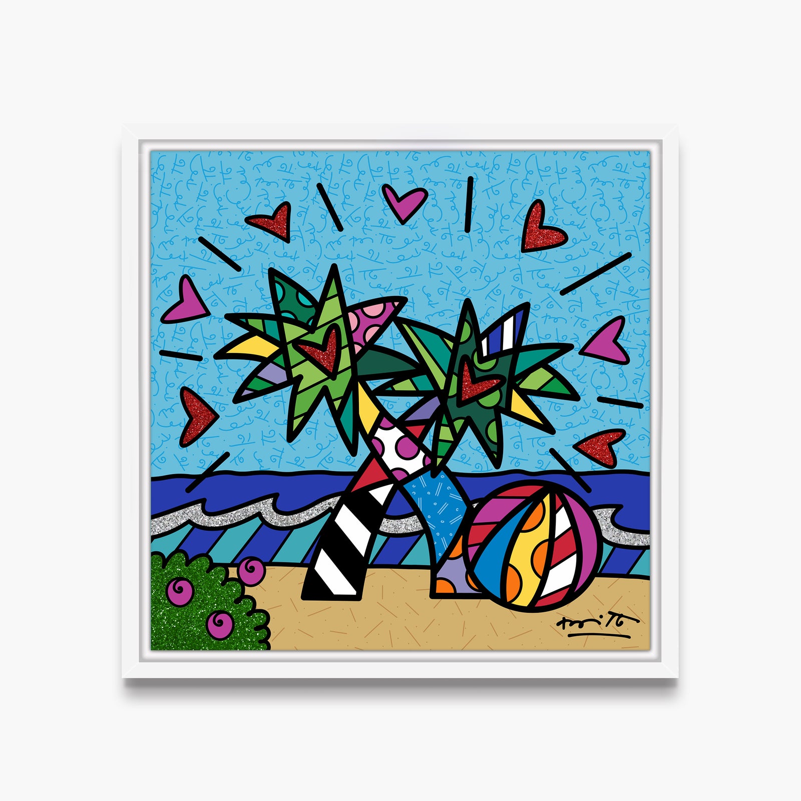 Romero Britto miami beach limited edition print colorful pop art design