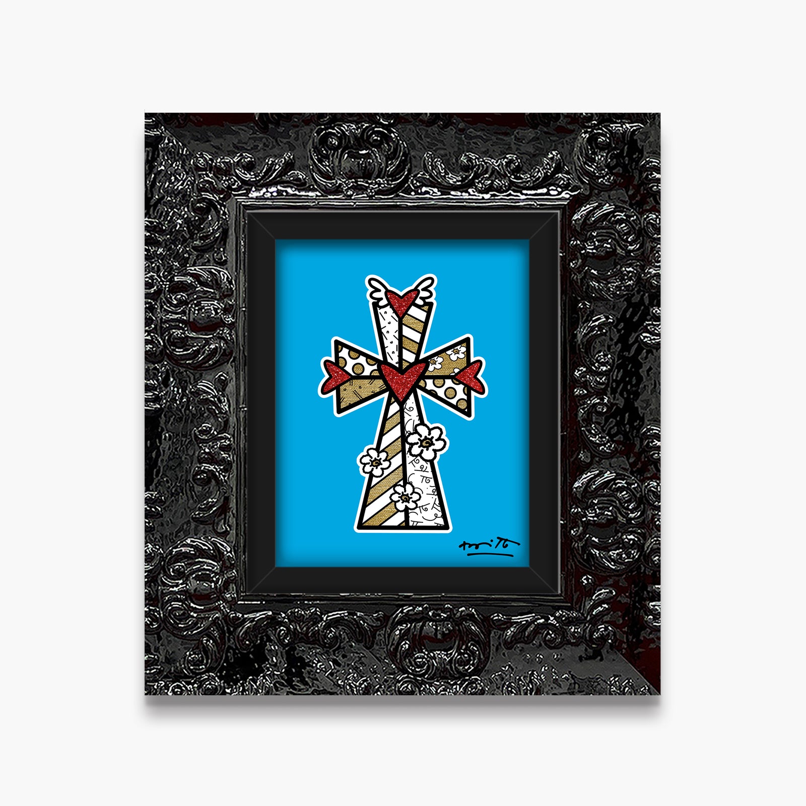 modern pop art blessings blue limited edition print vibrant home decor
